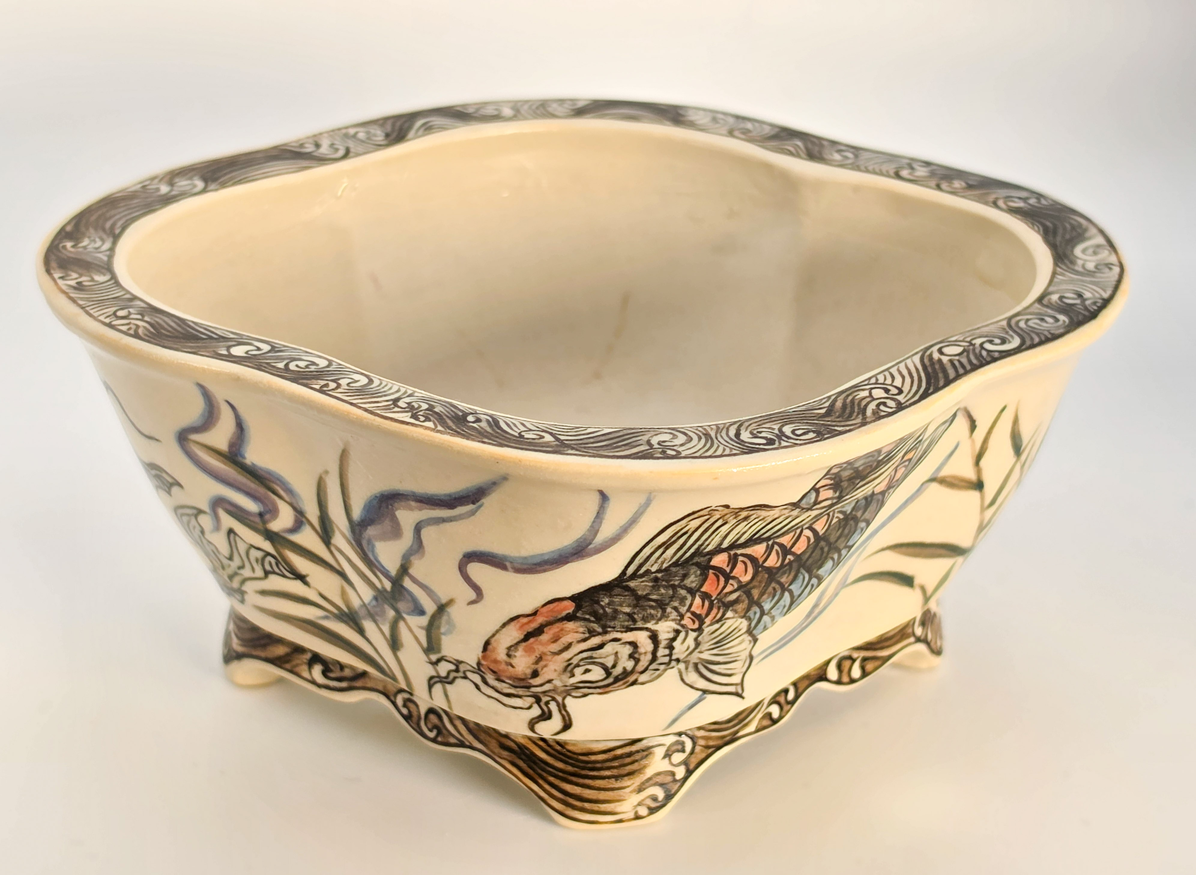 Bonsaischale Kouzan Takayama Japan handbemalt 14x13x6cm
