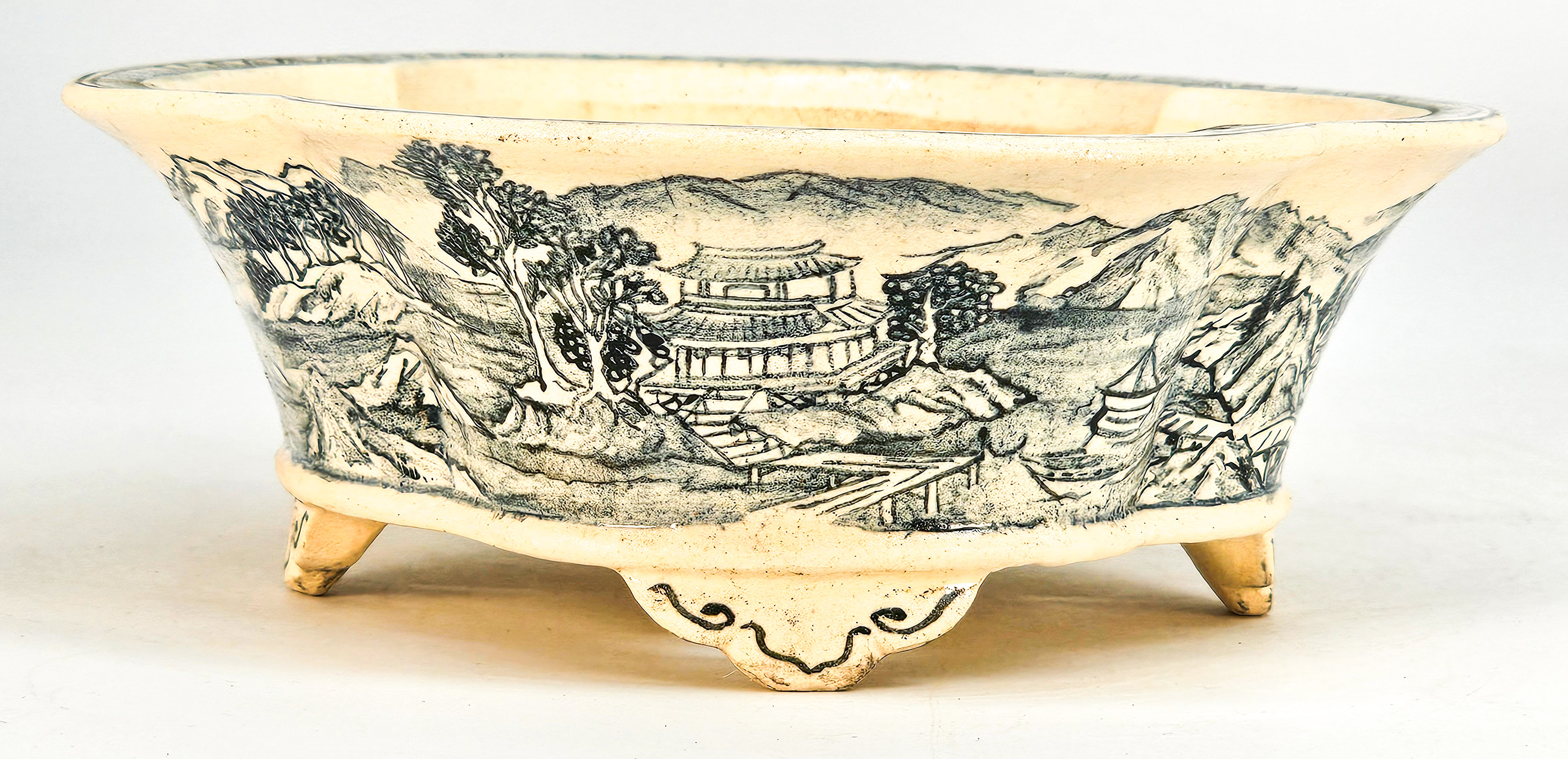 Bonsaischale Japan Kouzan Takayama handbemalt 18x16x5,5cm