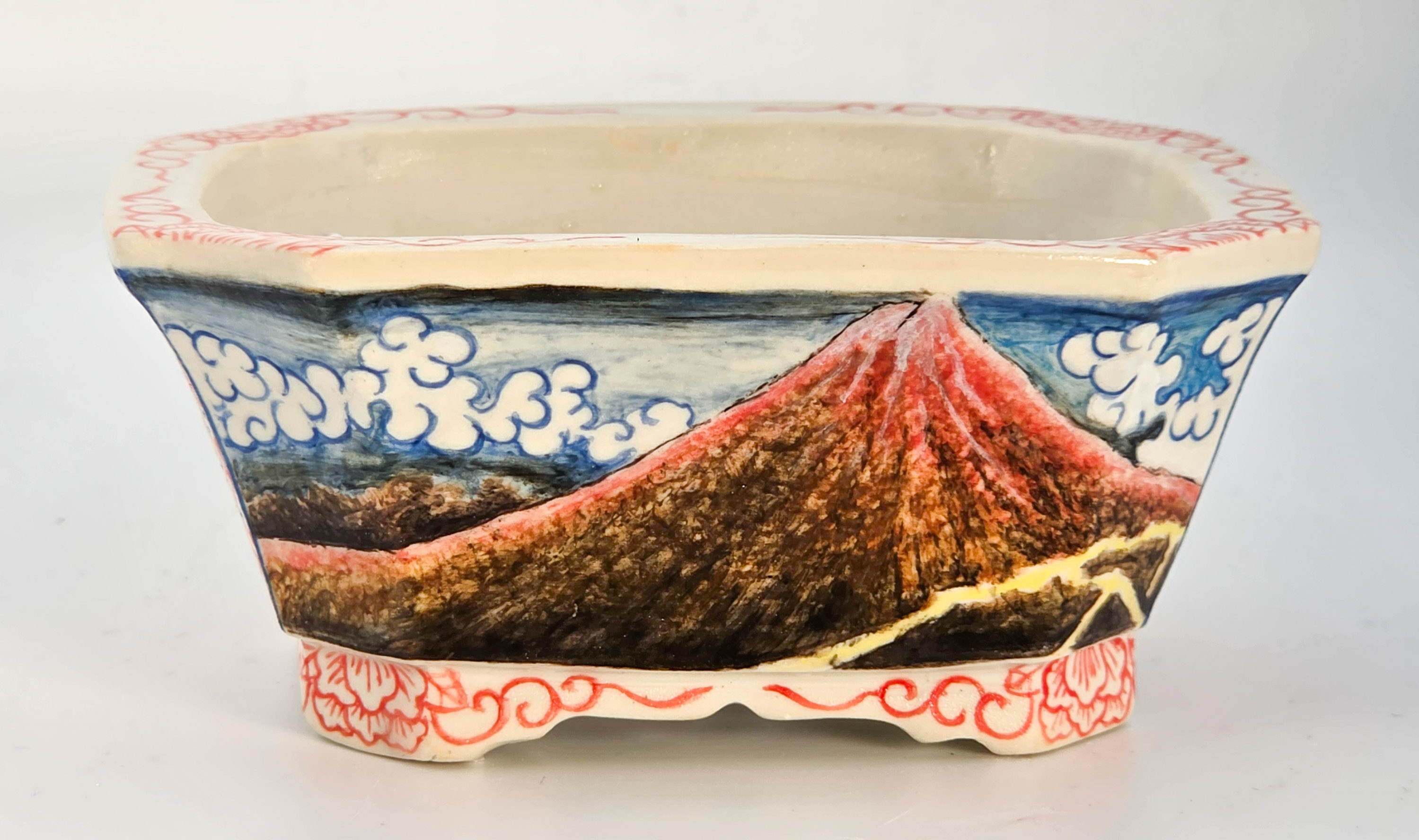 Bonsaischale Syunsetu Japan handbemalt 11,5x9,5x5cm