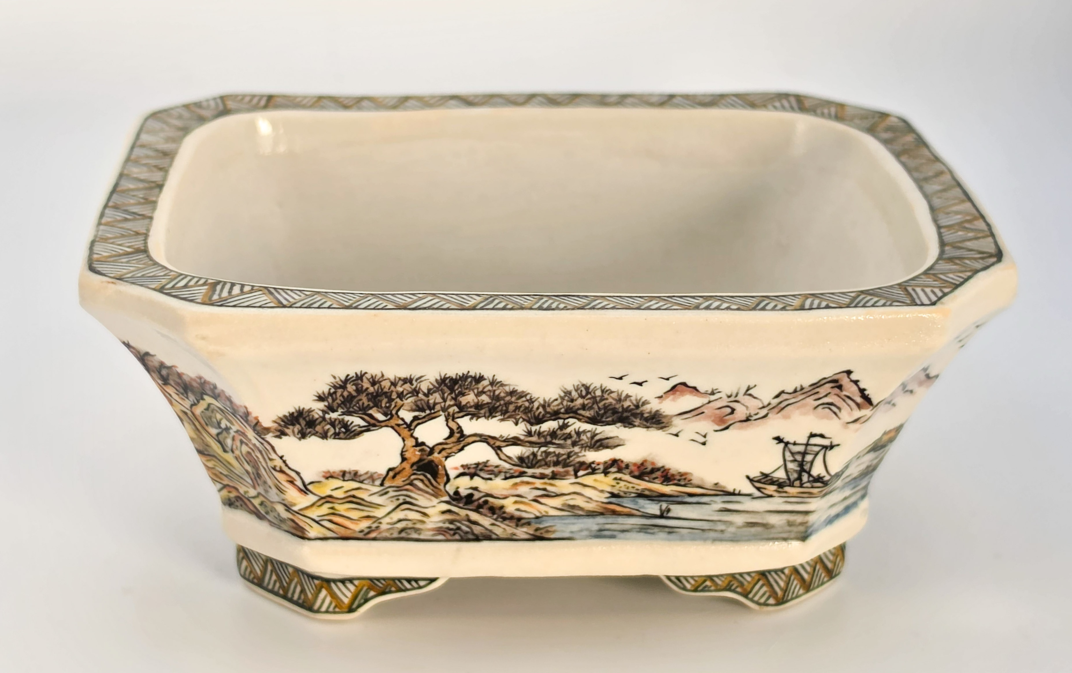 Bonsaischale Kouzan Takayama Japan handbemalt 11,5x9,5x4,5cm