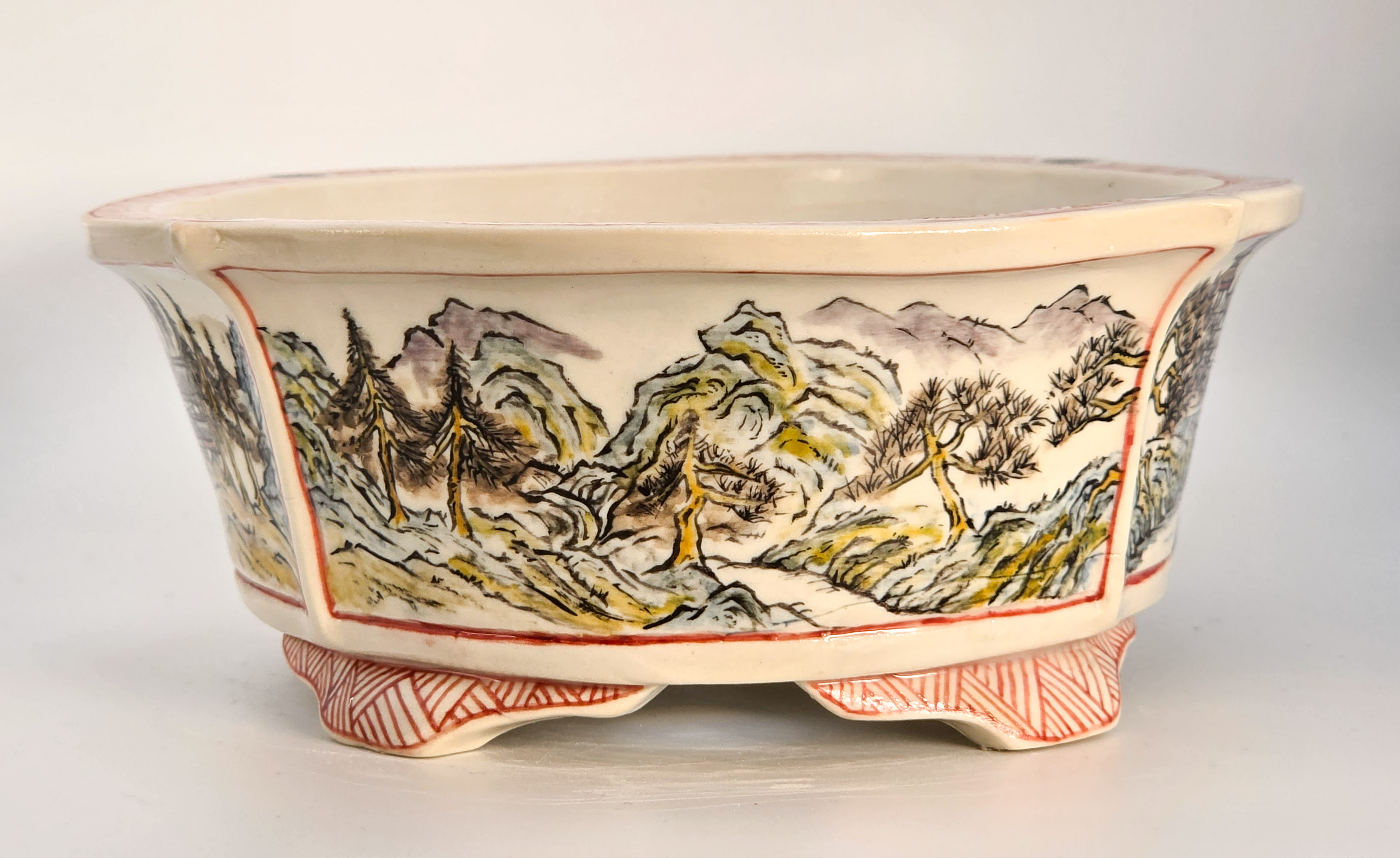 Bonsaischale Kouzan Takayama Japan handbemalt 17,5x16x6,3cm