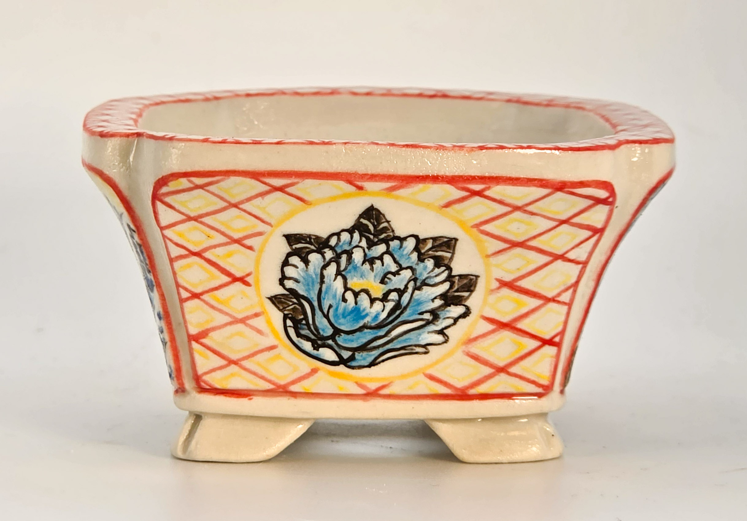 Bonsaischale Syunsetu Japan handbemalt 9x7,5x4cm