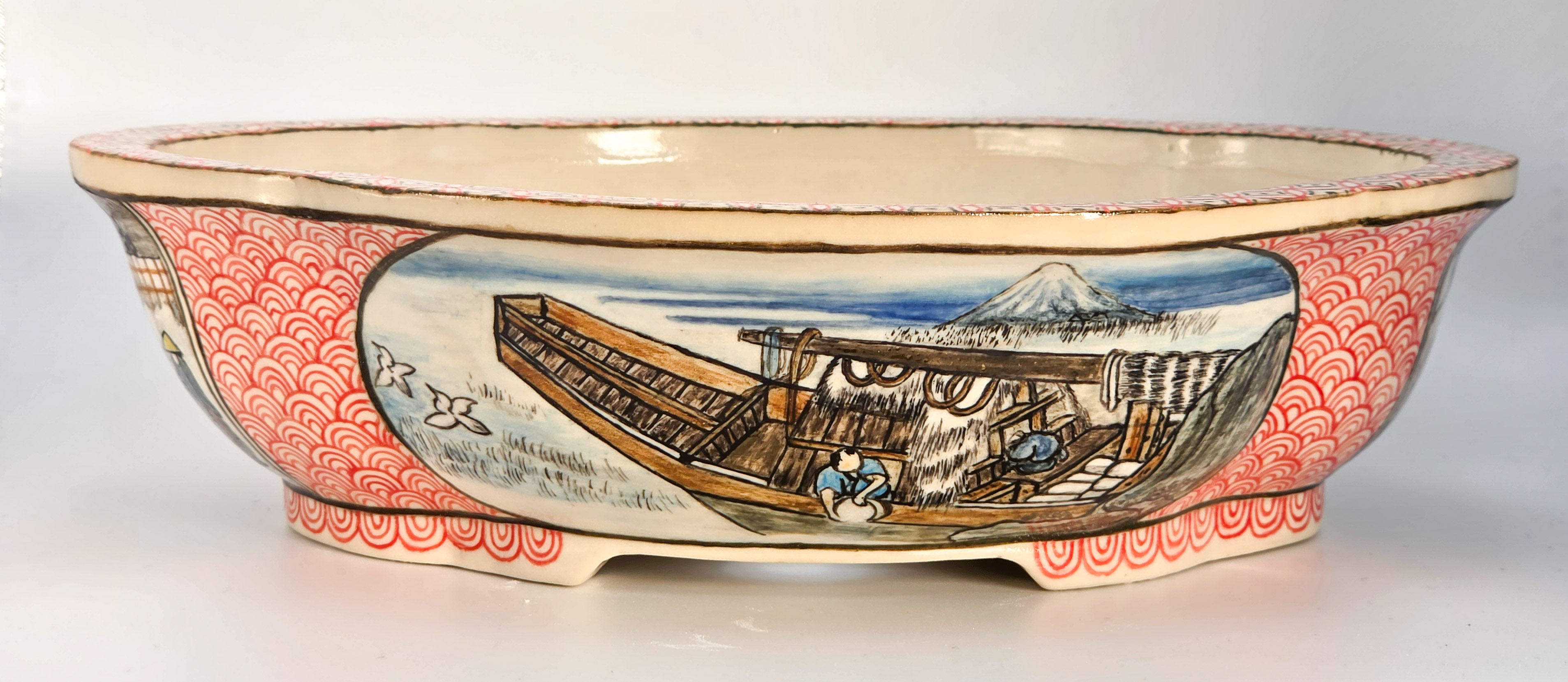 Bonsaischale Syunsetu Japan handbemalt 22,5x17,5x6cm