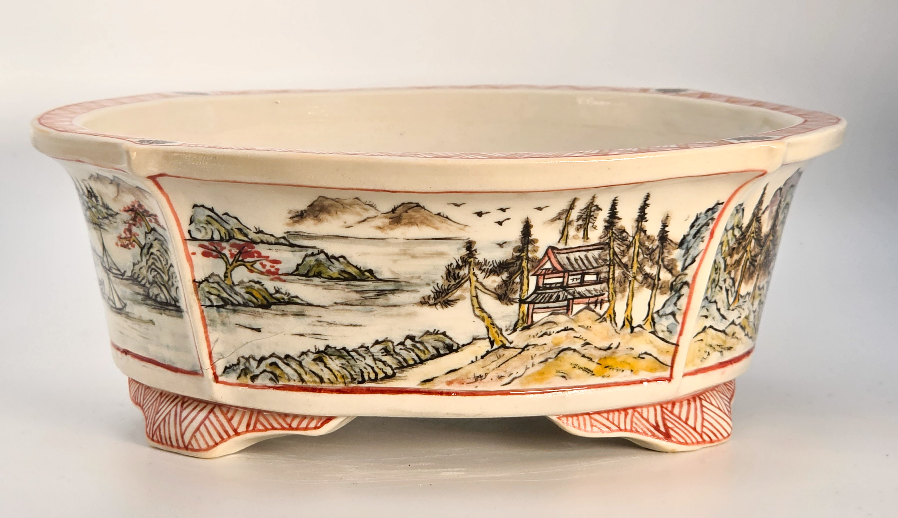 Bonsaischale Kouzan Takayama Japan handbemalt 17,5x16x6,3cm