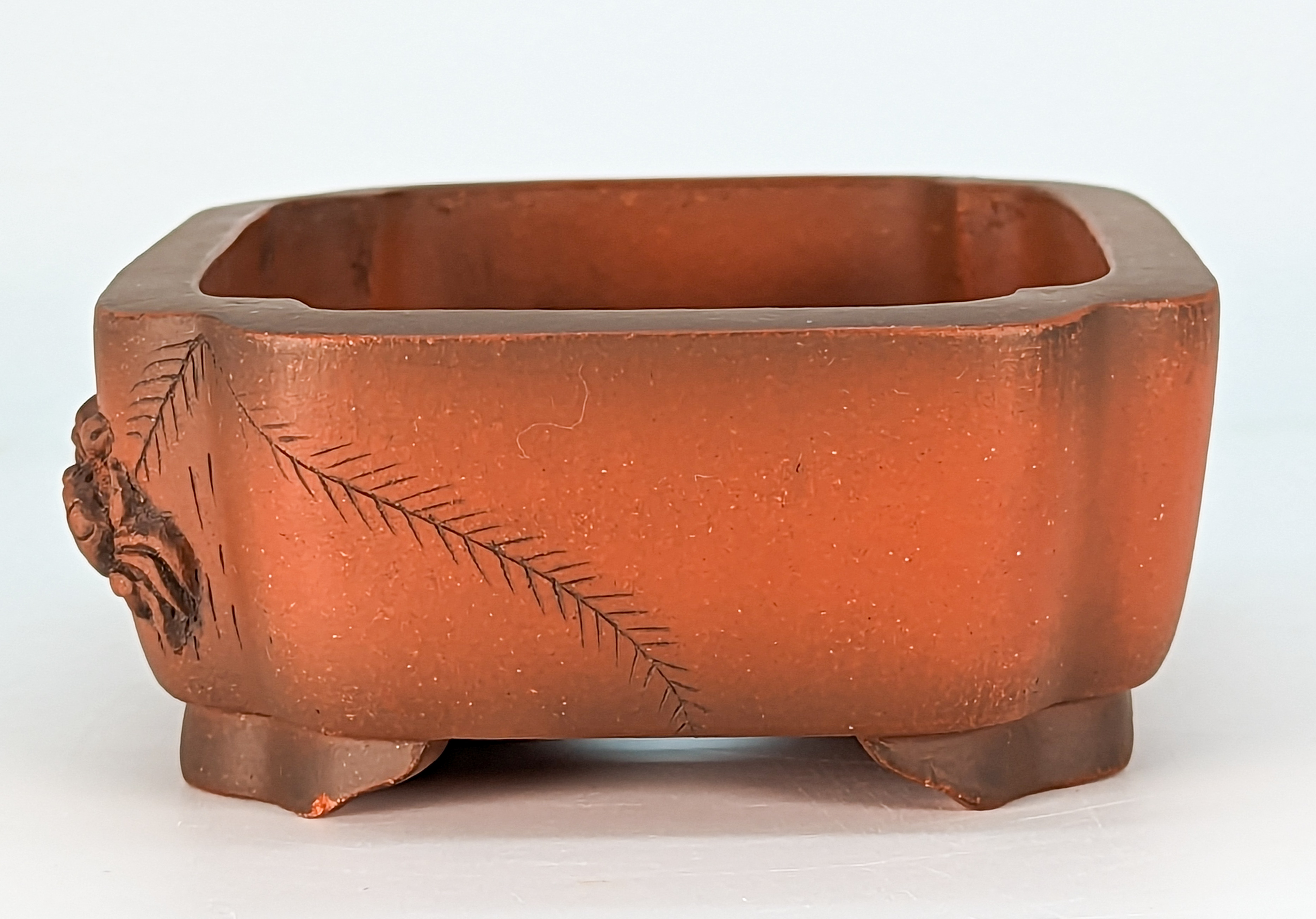 Bonsaischale - rechteckige Bonsaischale Yixing mit Krebs 13x10x4,5cm