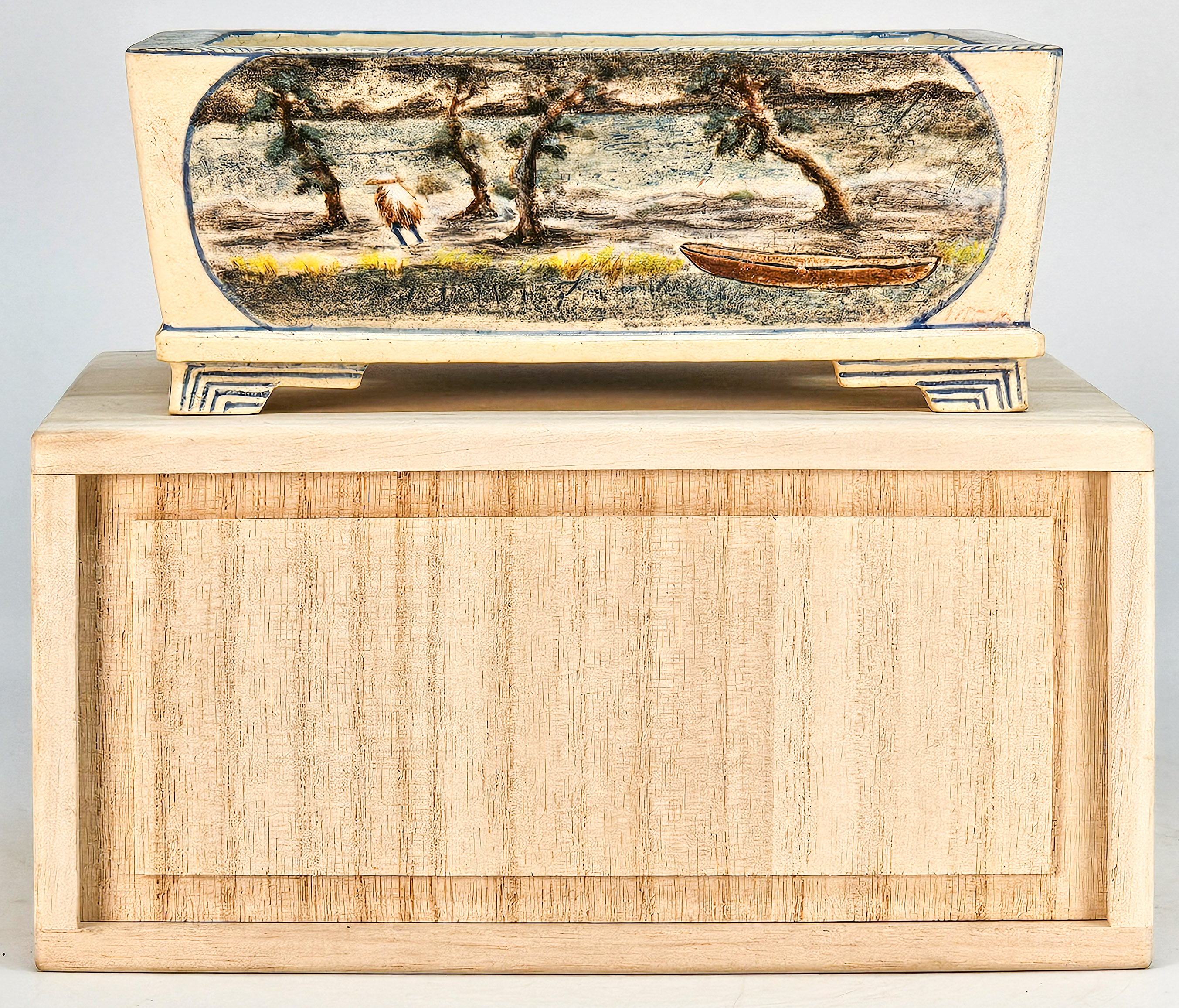 Bonsaischale Japan Syunsetu handbemalt 14,5x12,5x5,5cm