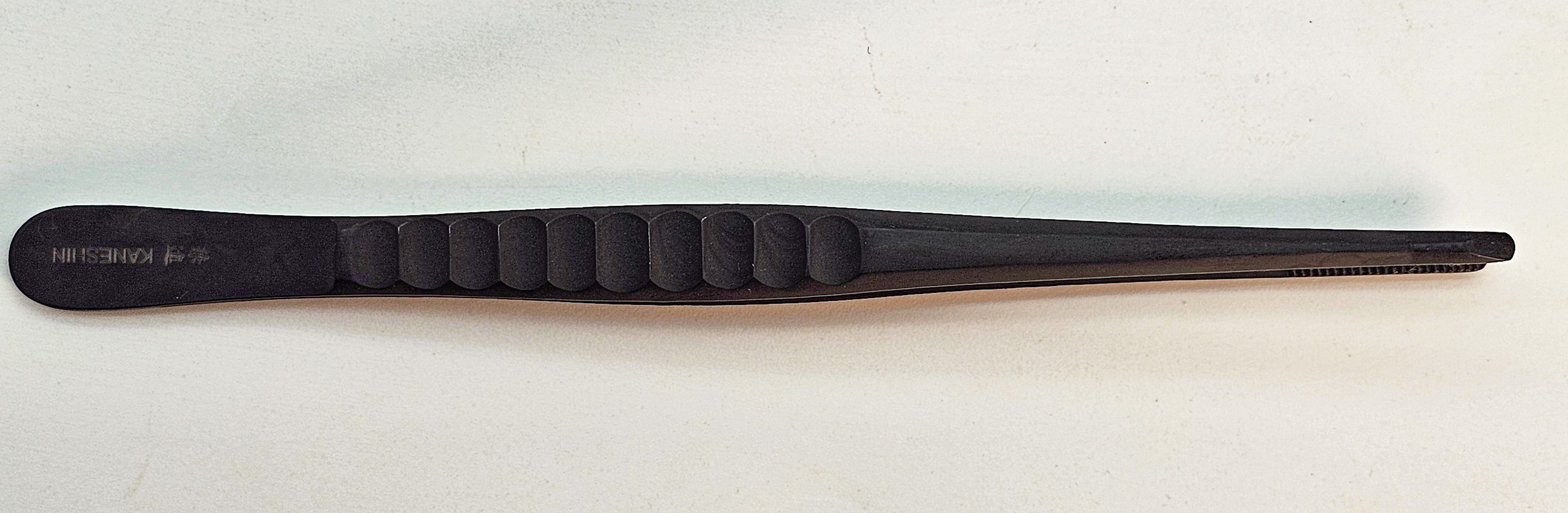 Kaneshin Bonsai Chirurgenpinzette Nr. 64K – 180 mm, schwarzer Oxid-Edelstahl