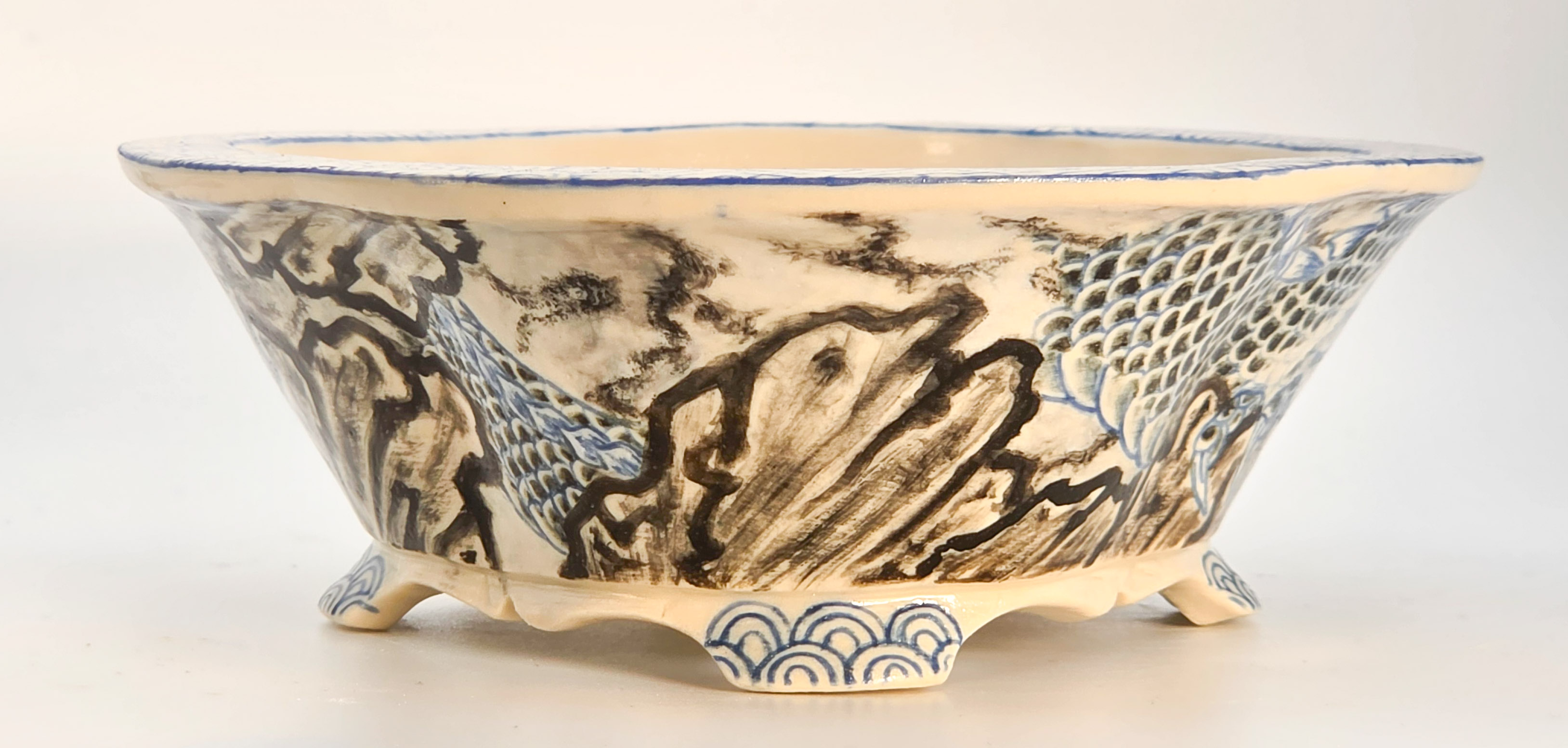 Bonsaischale Syunsetu Japan handbemalt 15,5x14x4,8cm