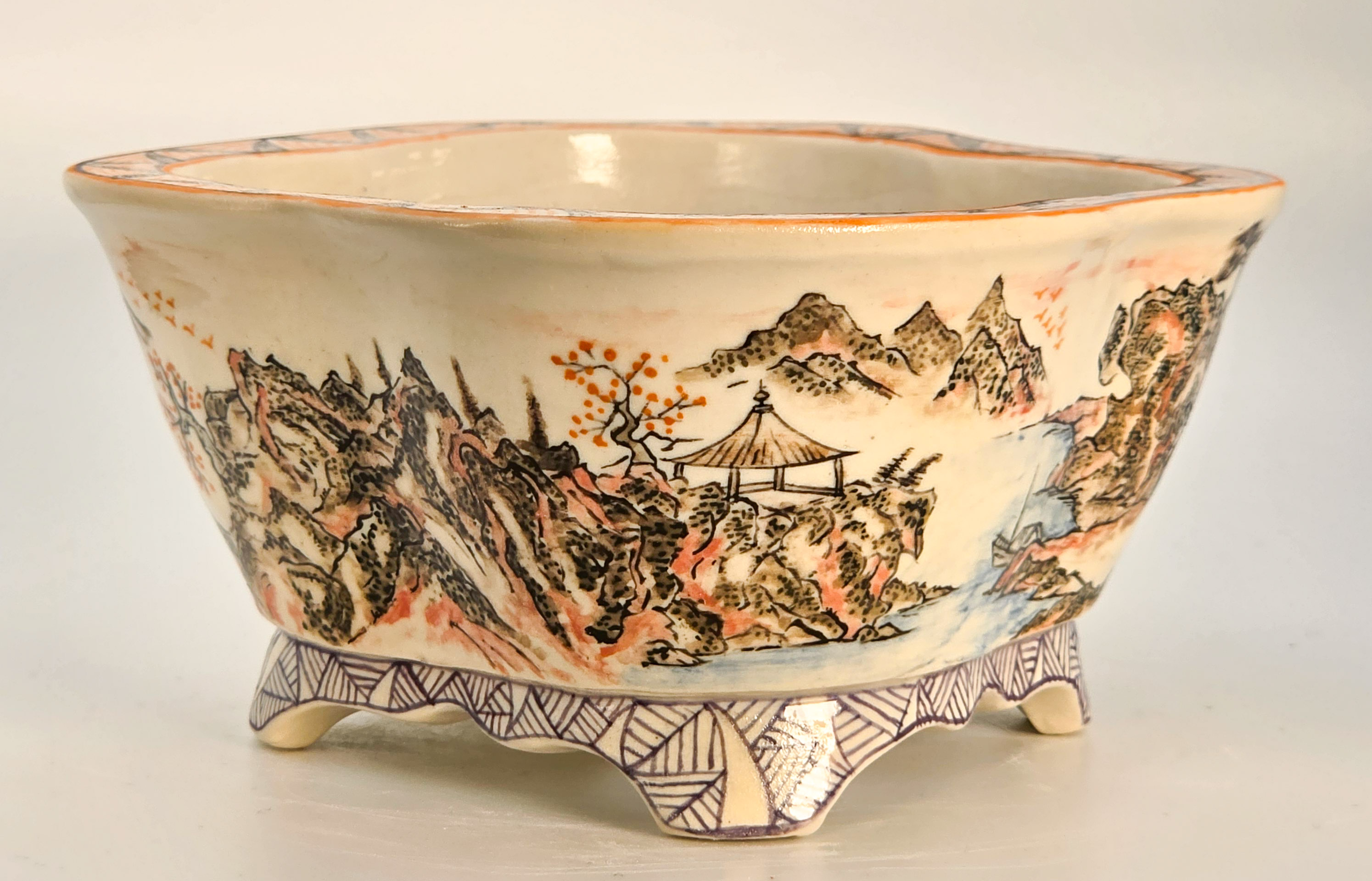 Bonsaischale Kouzan Takayama Japan handbemalt 14x13x6cm
