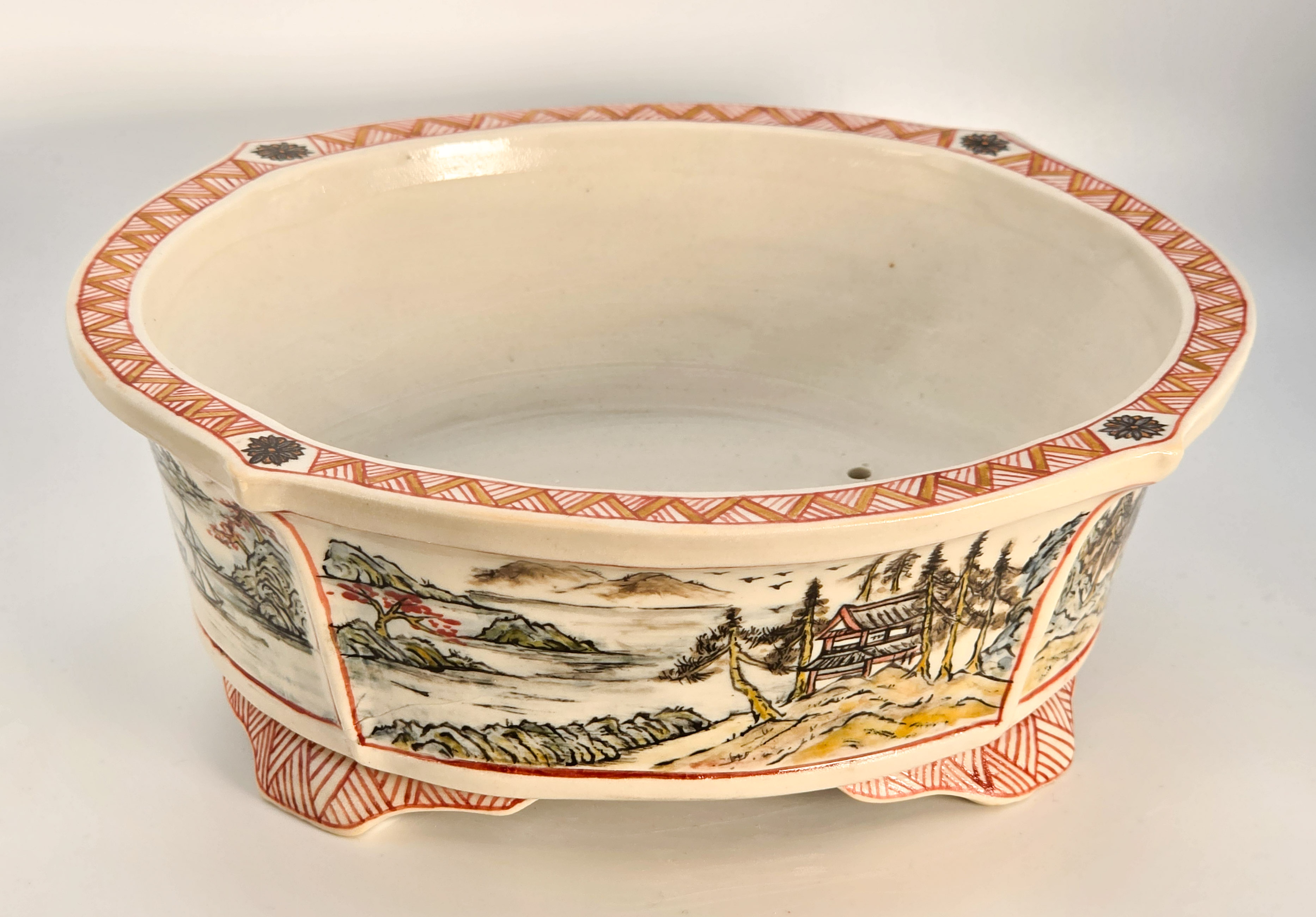 Bonsaischale Kouzan Takayama Japan handbemalt 17,5x16x6,3cm