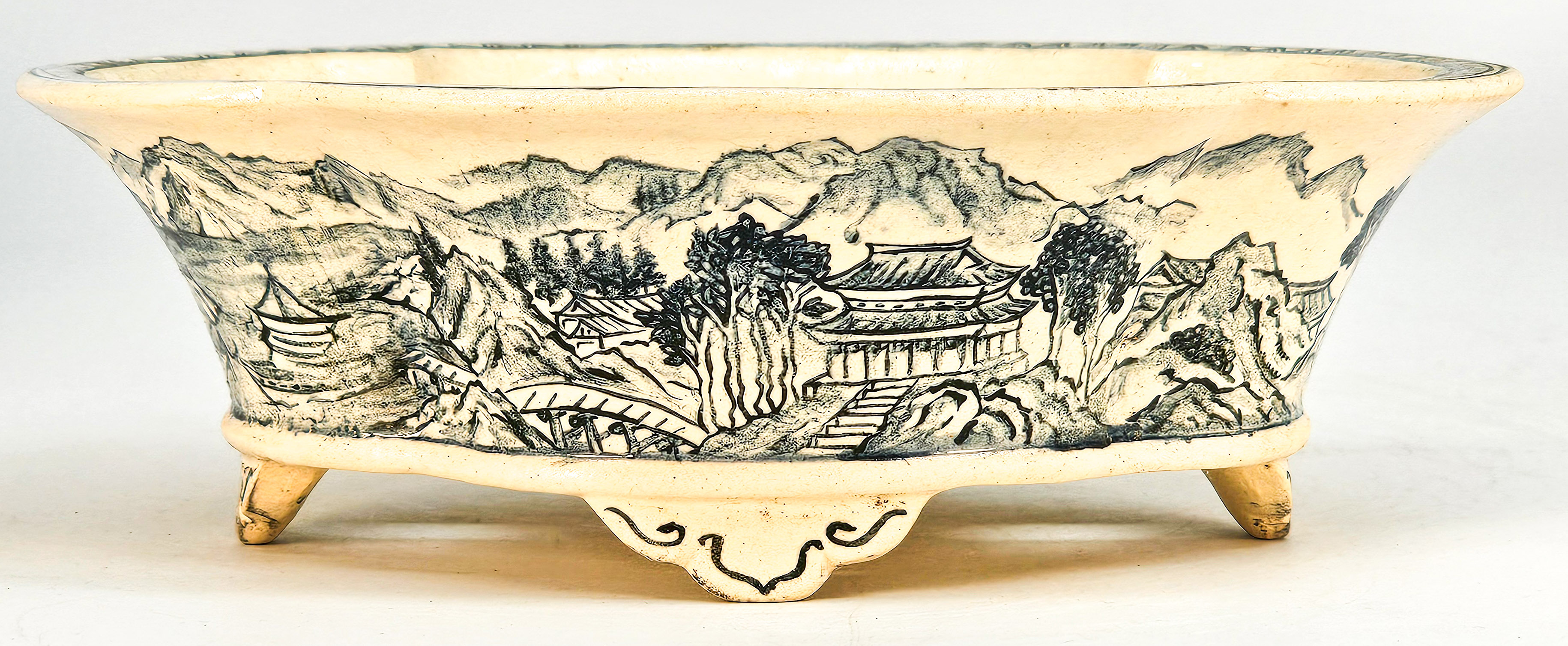 Bonsaischale Japan Kouzan Takayama handbemalt 18x16x5,5cm