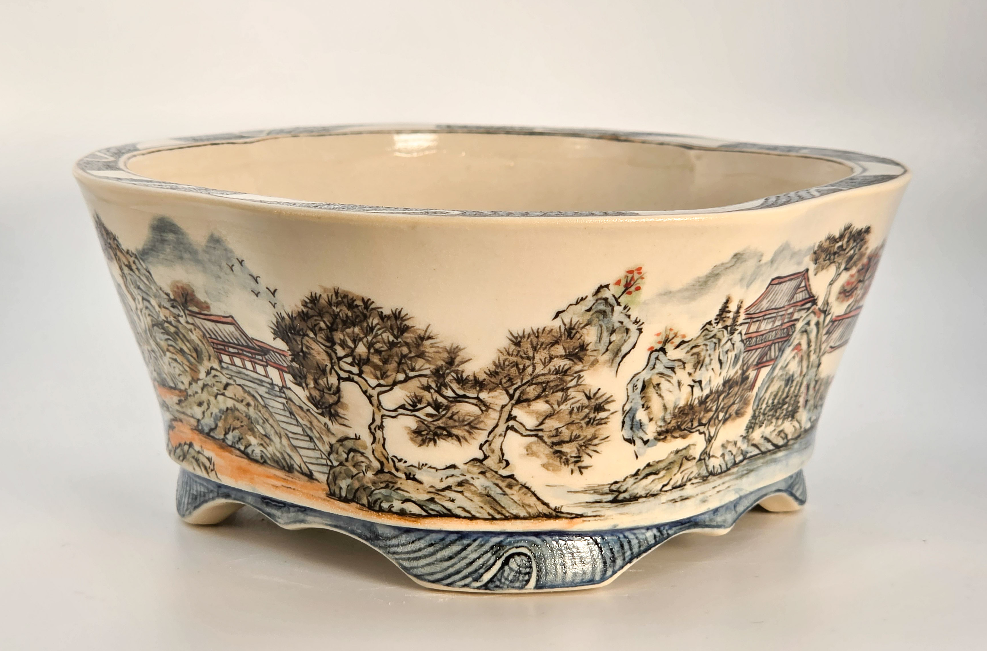 Bonsaischale Kouzan Takayama Japan handbemalt 17x14,5x6cm