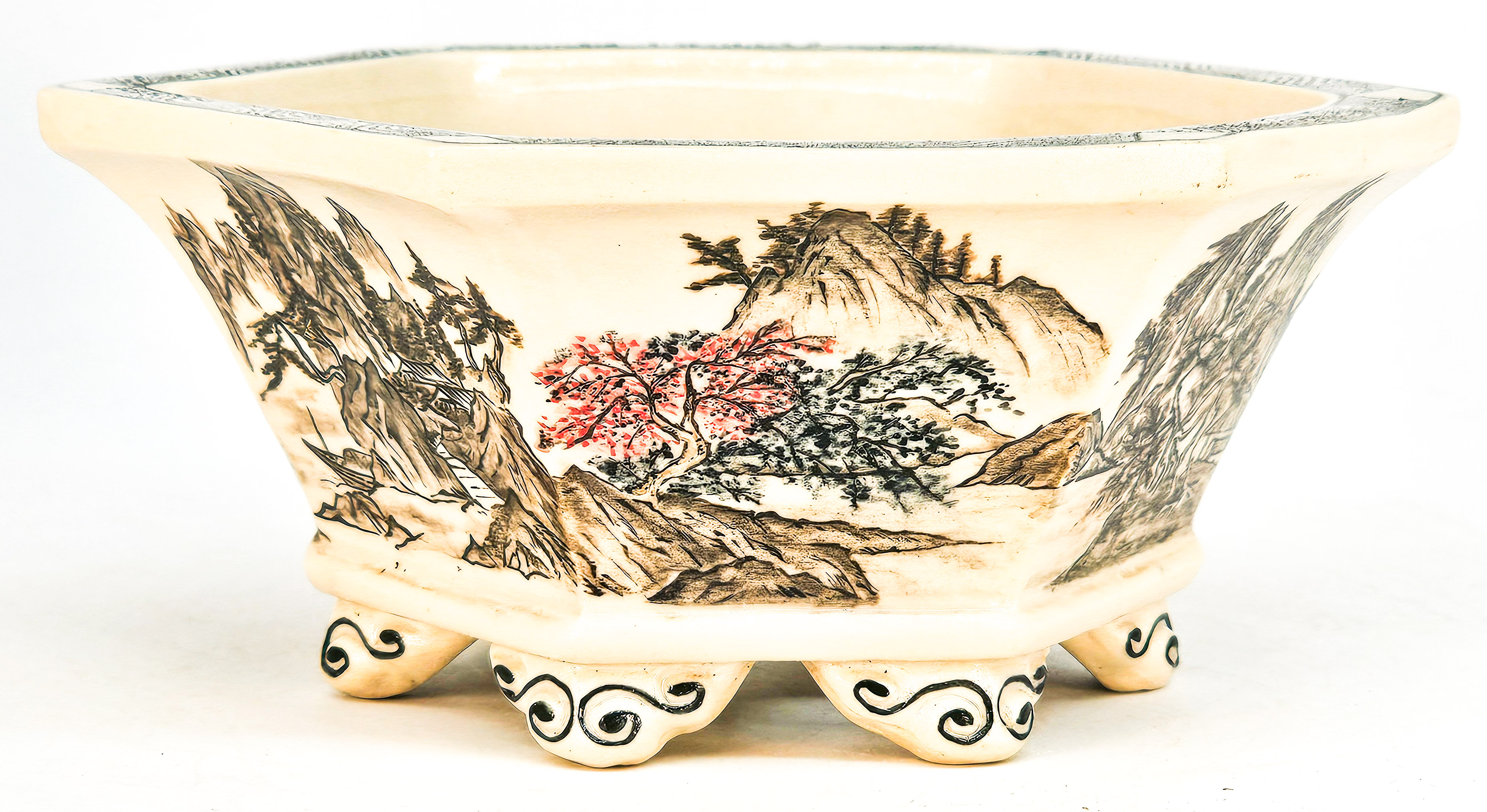 Bonsaischale Japan KouzanTakayama handbemalt 16x14x6,5cm