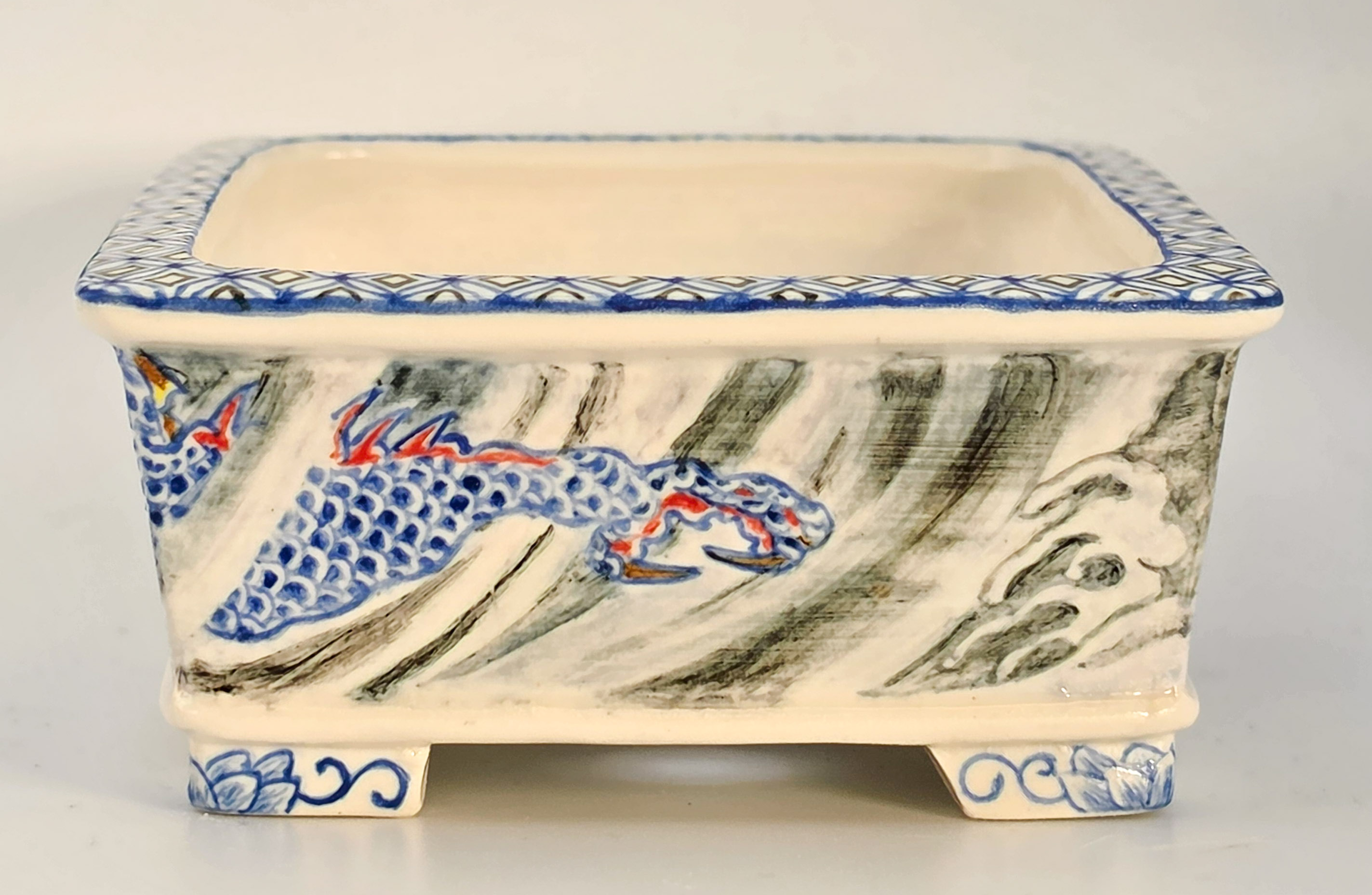 Bonsaischale Syunsetu Japan handbemalt 12,7x9,8x4,5cm