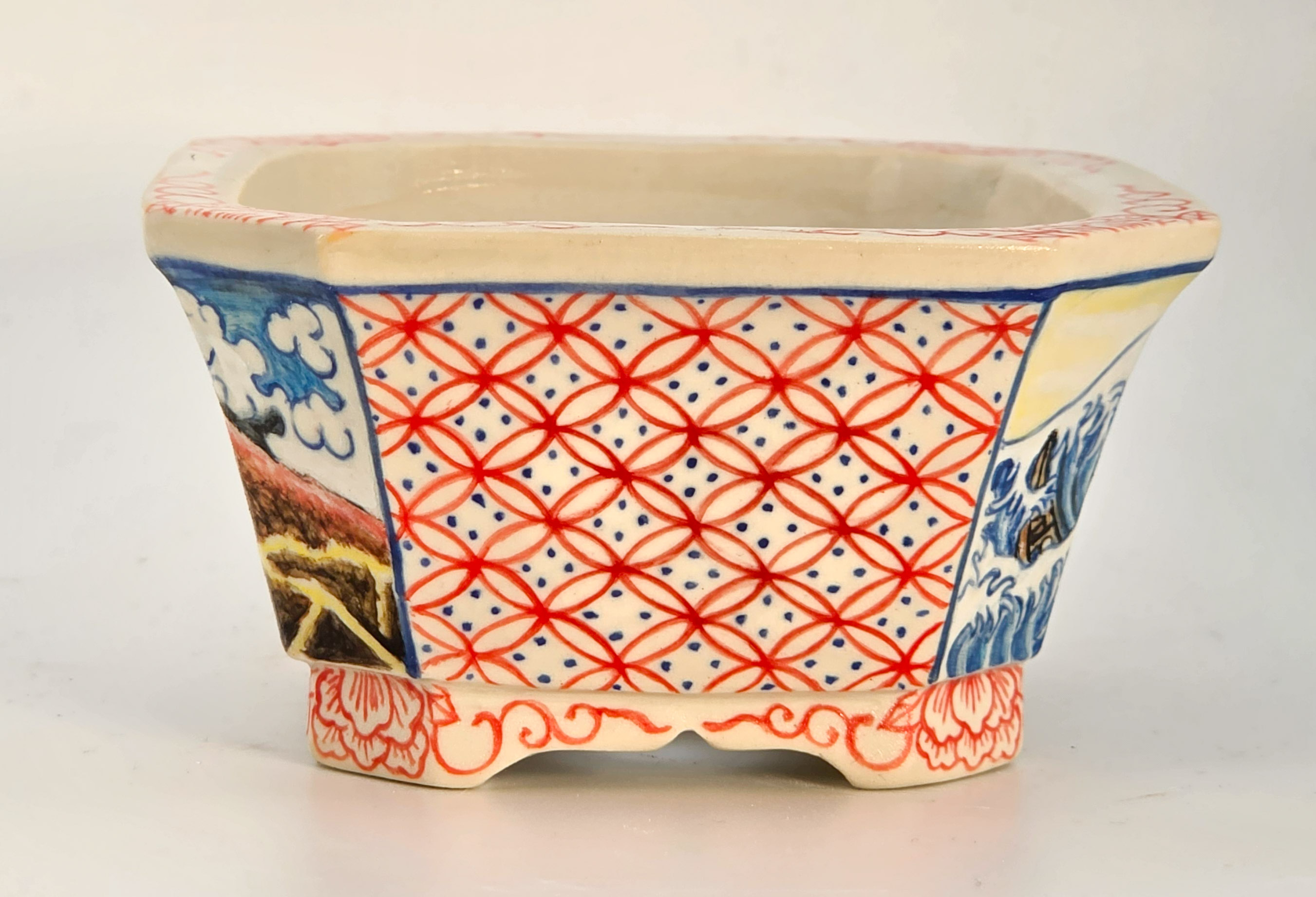 Bonsaischale Syunsetu Japan handbemalt 11,5x9,5x5cm