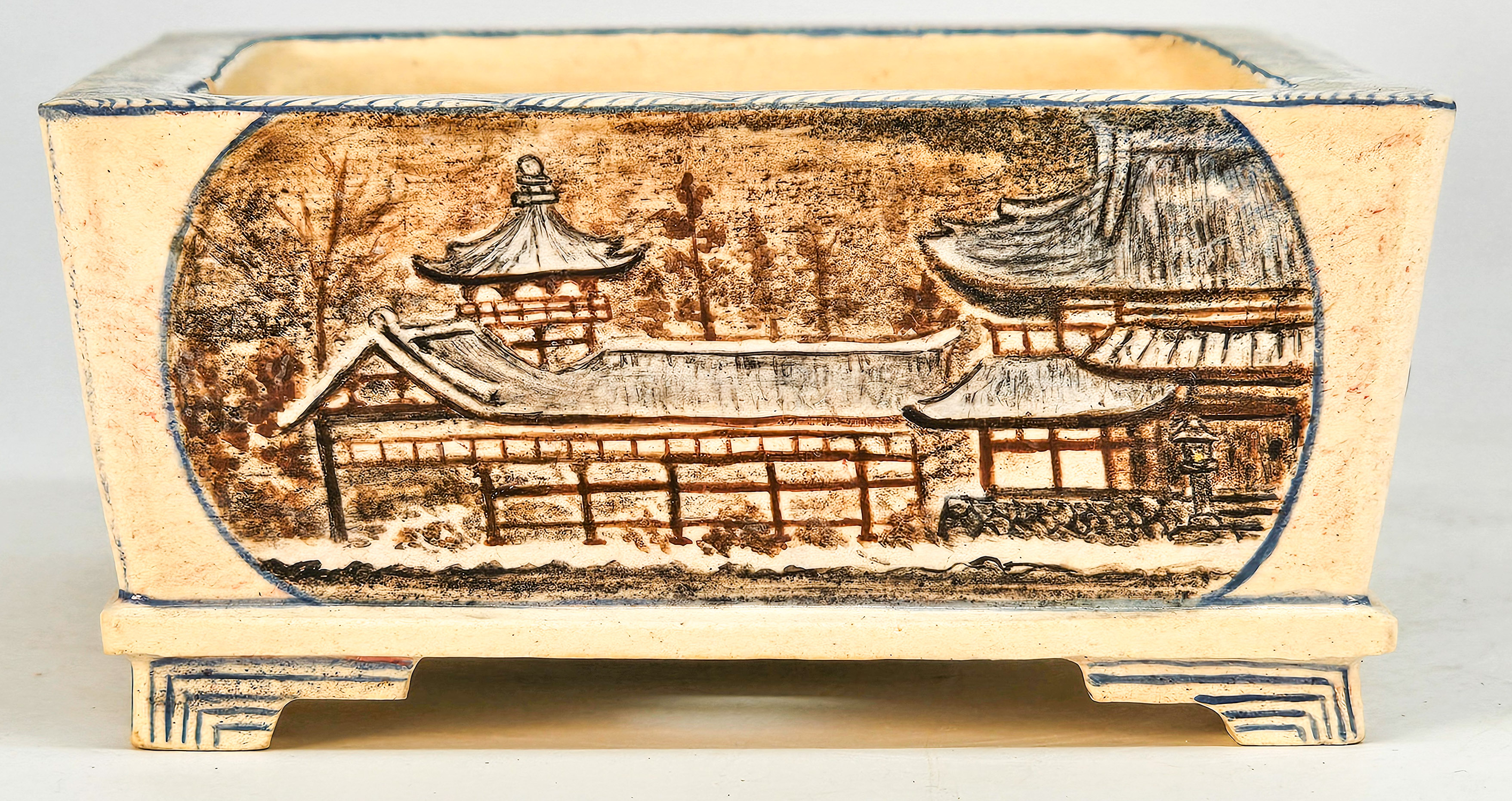 Bonsaischale Japan Syunsetu handbemalt 14,5x12,5x5,5cm