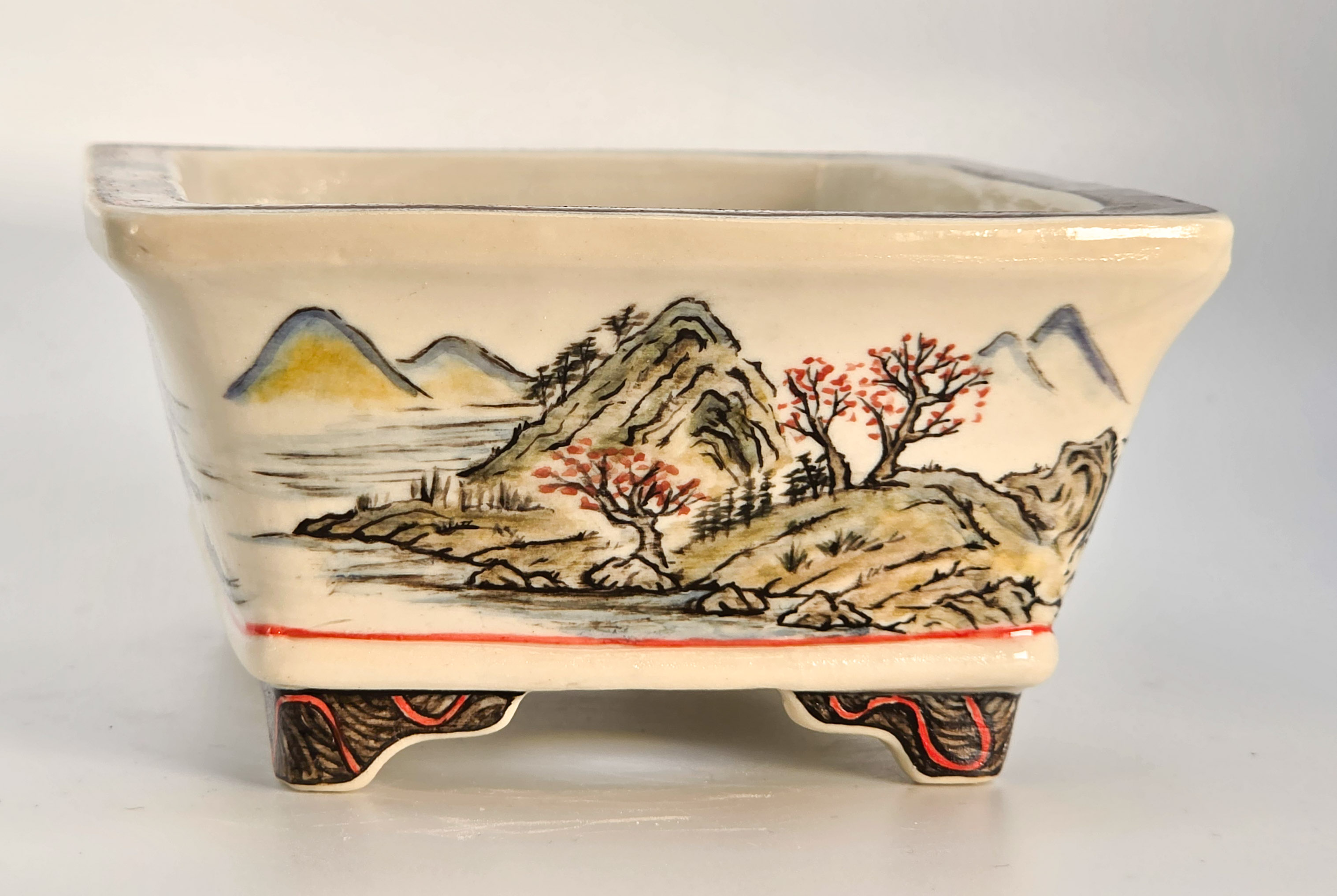 Bonsaischale Kouzan Takayama Japan handbemalt 14,2x11x5,8cm