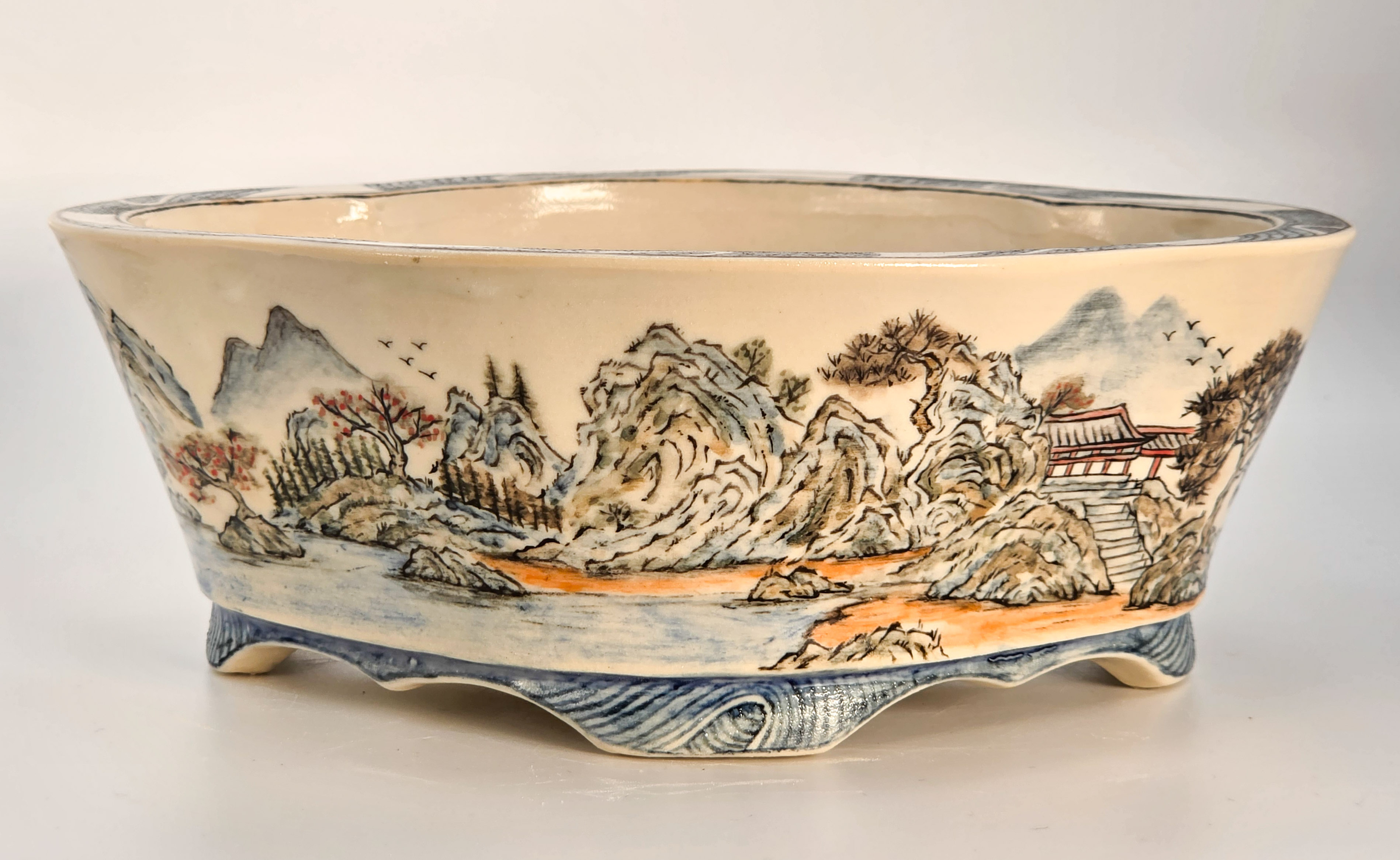 Bonsaischale Kouzan Takayama Japan handbemalt 17x14,5x6cm