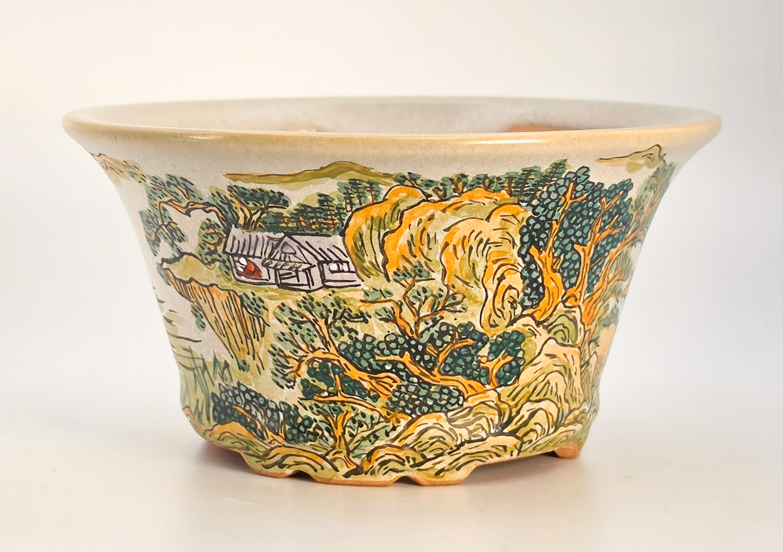Bonsaischale Kyougoku Shihou Japan handbemalt 10,5x5,5cm