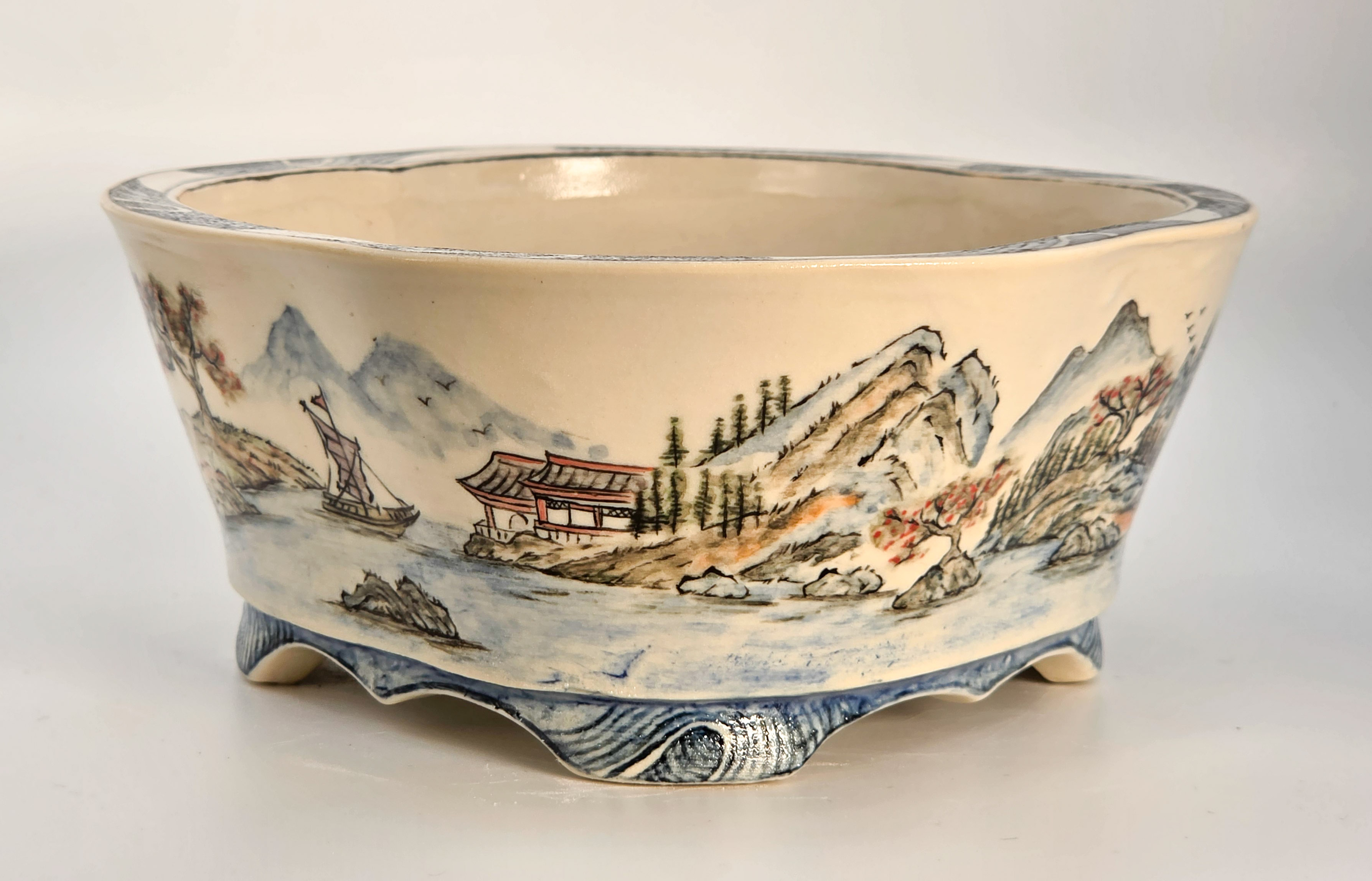 Bonsaischale Kouzan Takayama Japan handbemalt 17x14,5x6cm