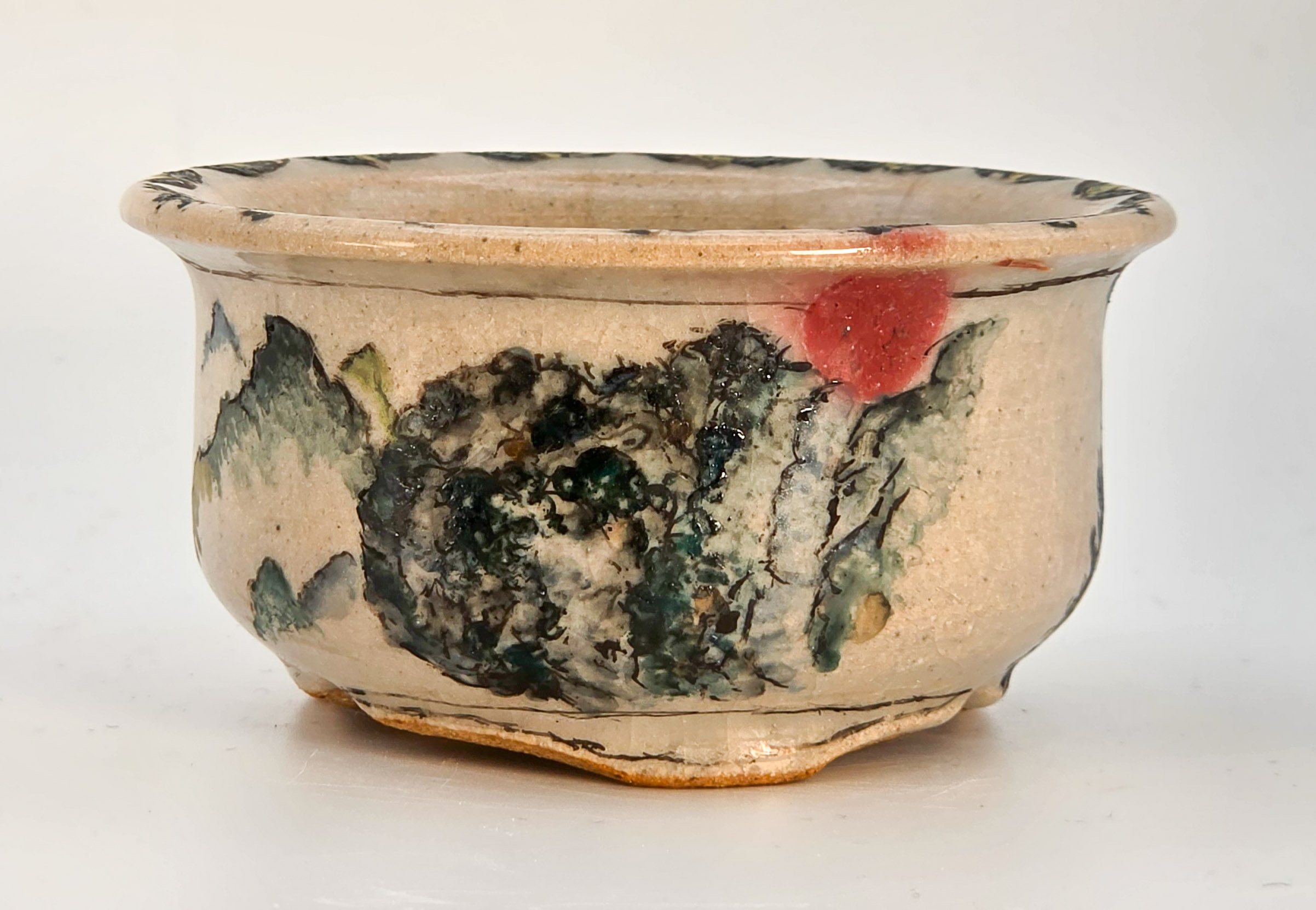 Bonsaischale Hikosanjin Japan handbemalt 8x4cm