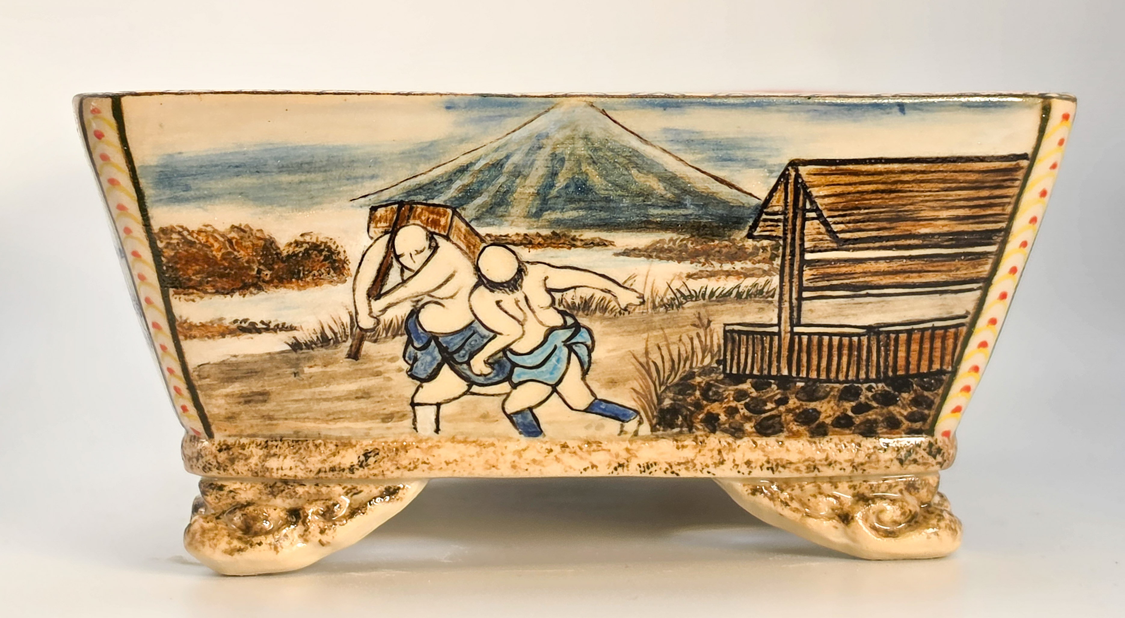 Bonsaischale Syunsetu Japan handbemalt 18,5x14,5x6,5cm