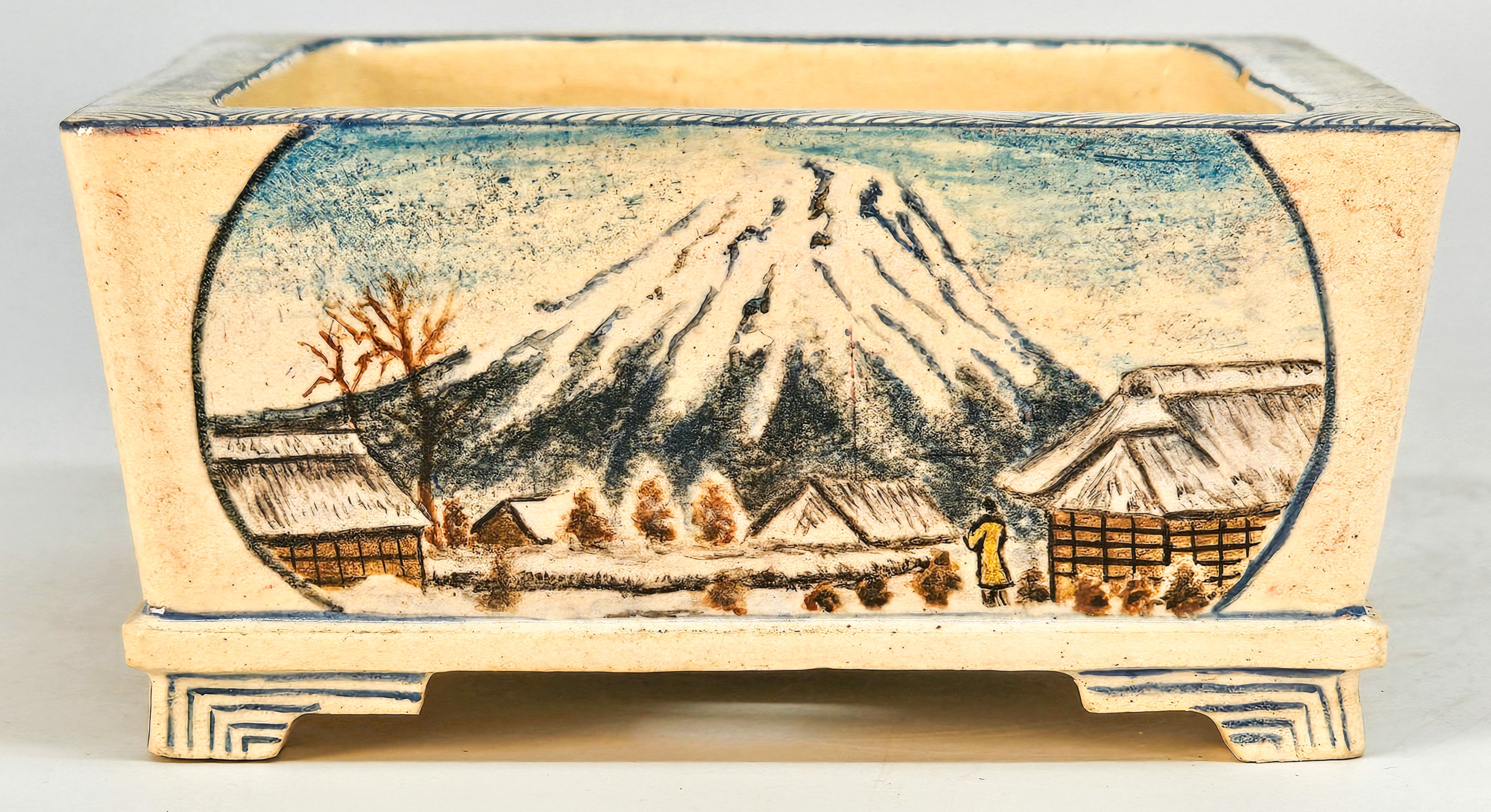 Bonsaischale Japan Syunsetu handbemalt 14,5x12,5x5,5cm