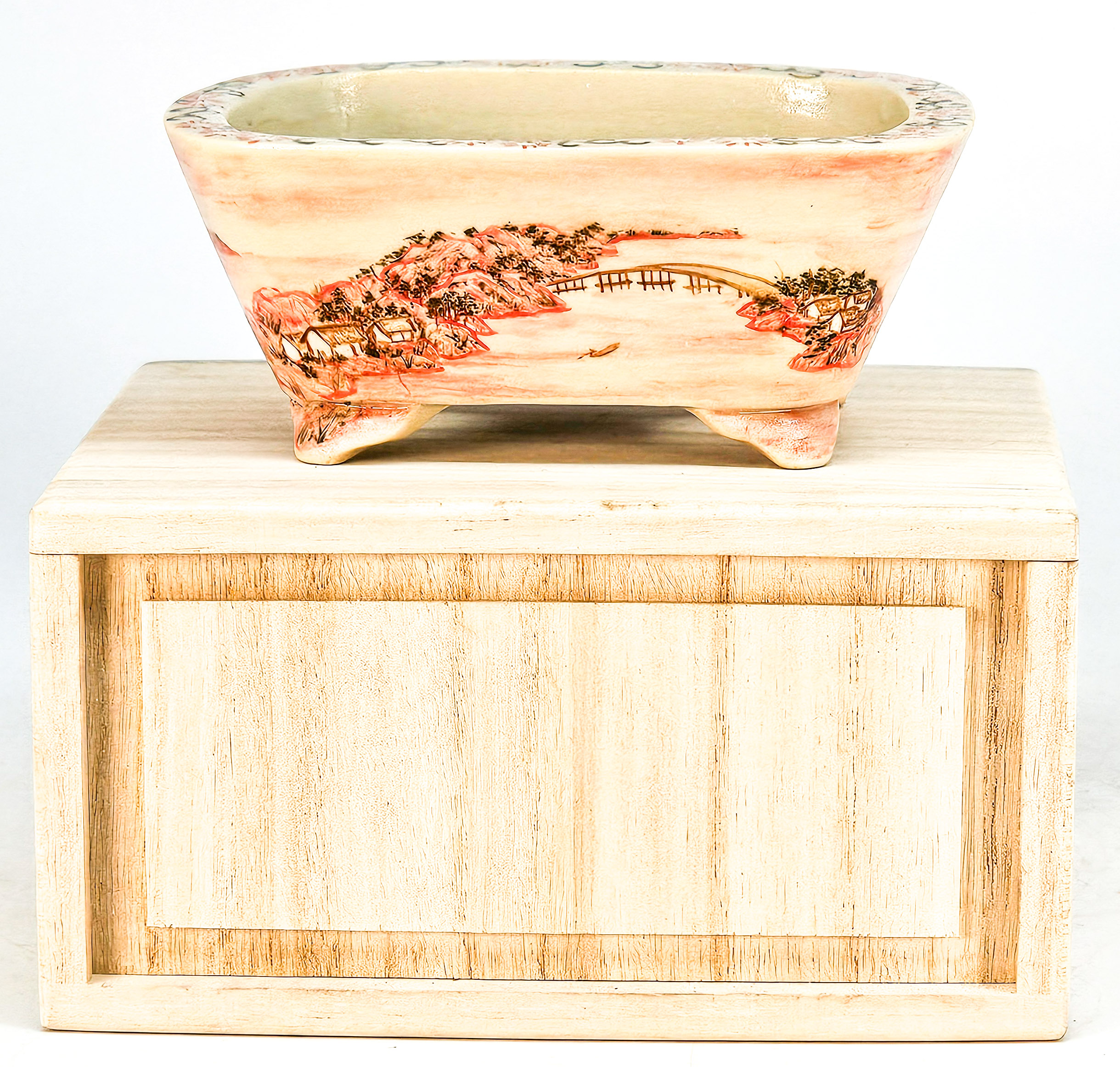 Bonsaischale Japan Syunsetu handbemalt 11x9,5x4,5cm