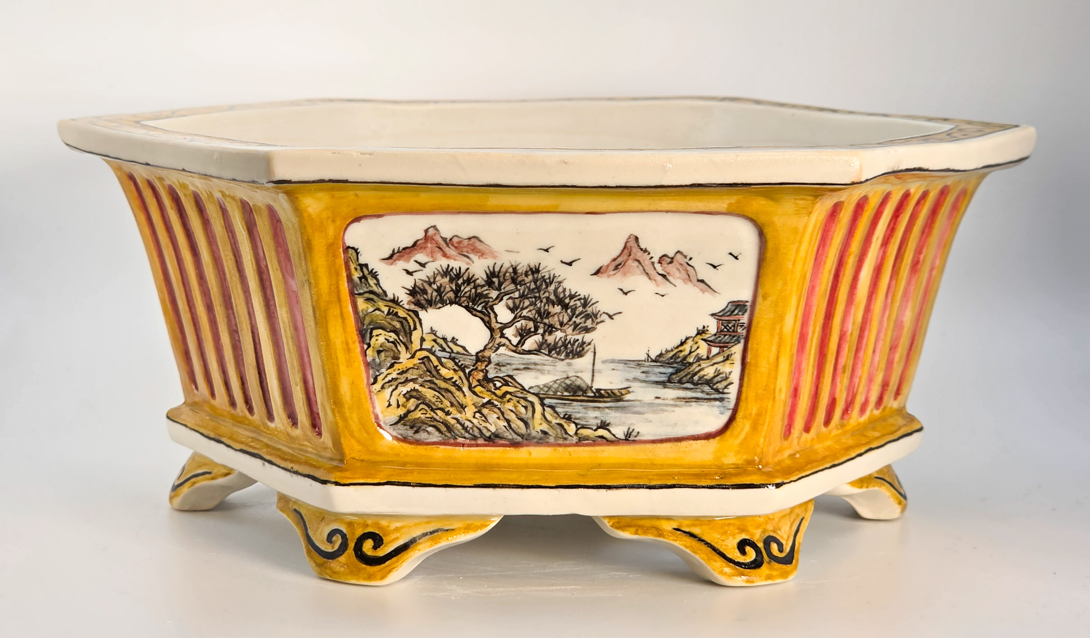 Bonsaischale Kouzan Takayama Japan handbemalt 19x16,5x7,7cm