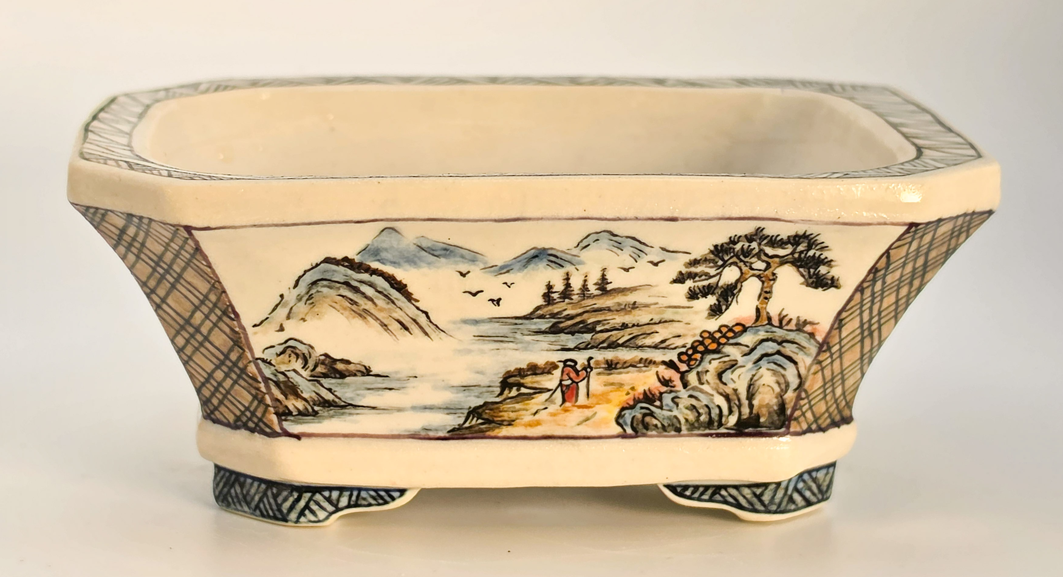 Bonsaischale Kouzan Takayama Japan handbemalt 11,5x9,5x4,5cm