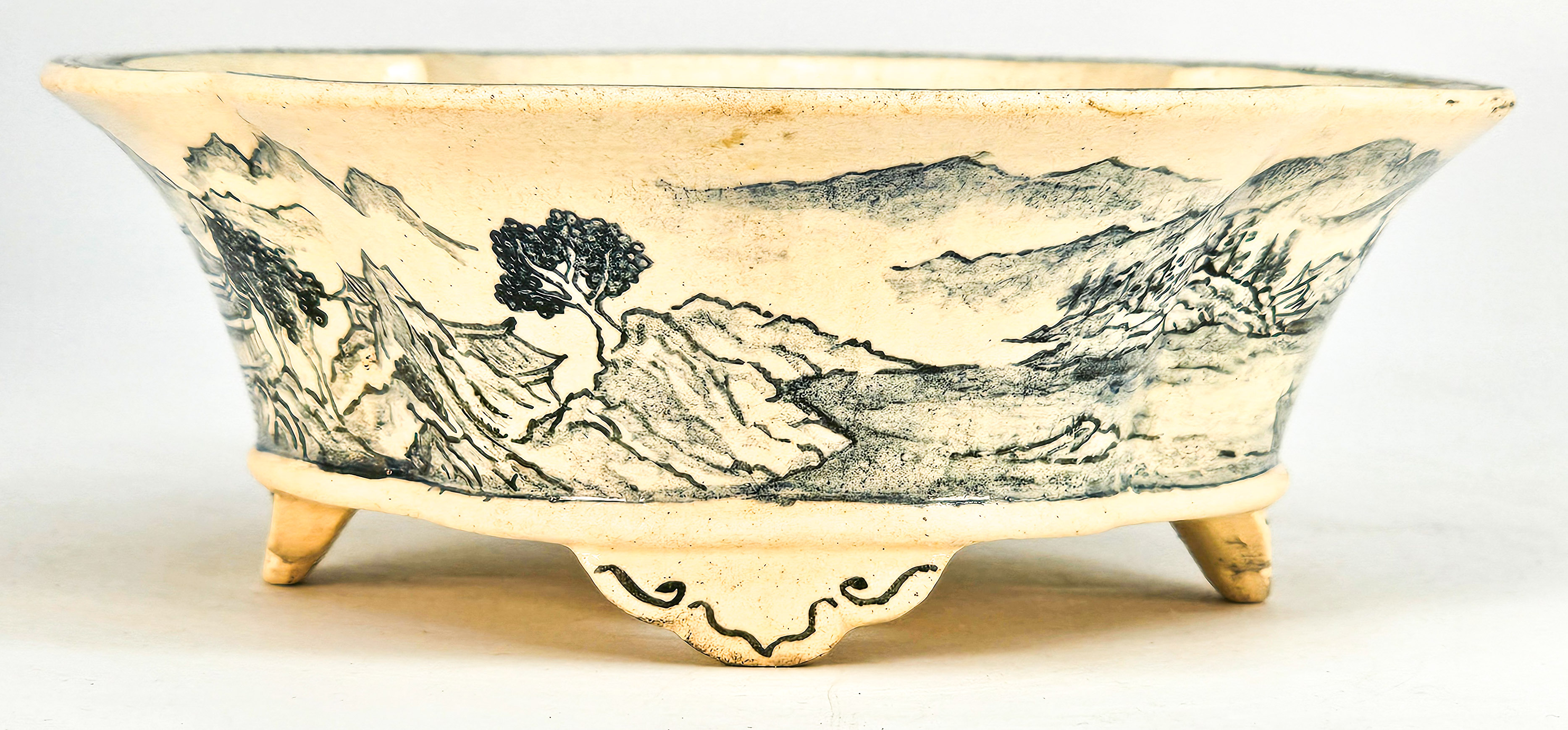 Bonsaischale Japan Kouzan Takayama handbemalt 18x16x5,5cm