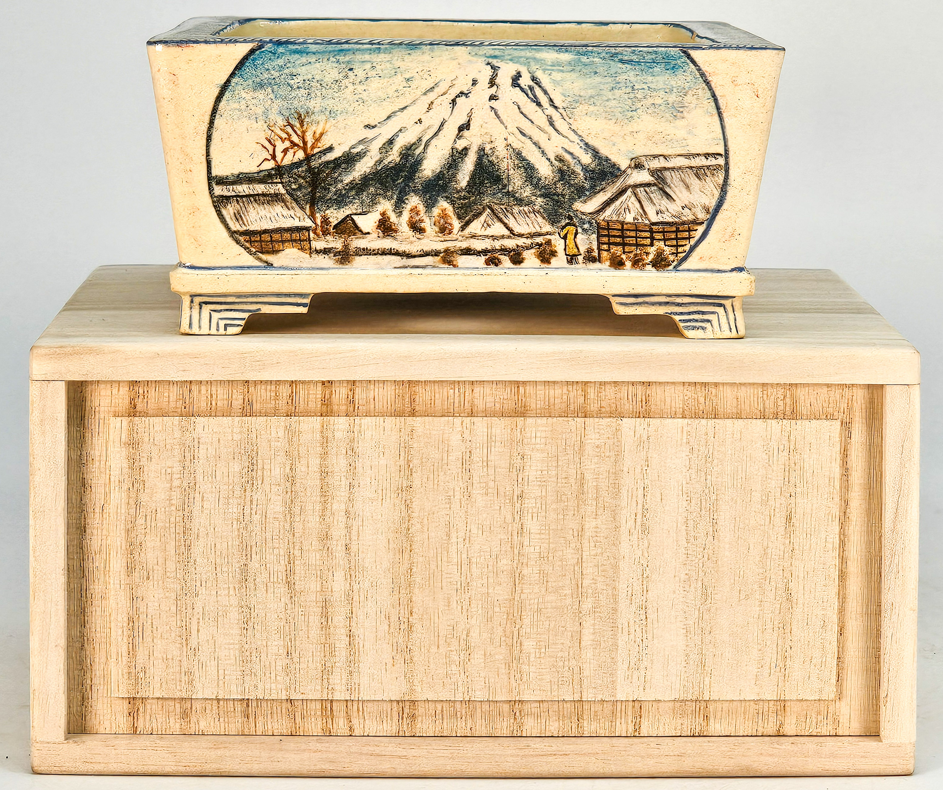 Bonsaischale Japan Syunsetu handbemalt 14,5x12,5x5,5cm