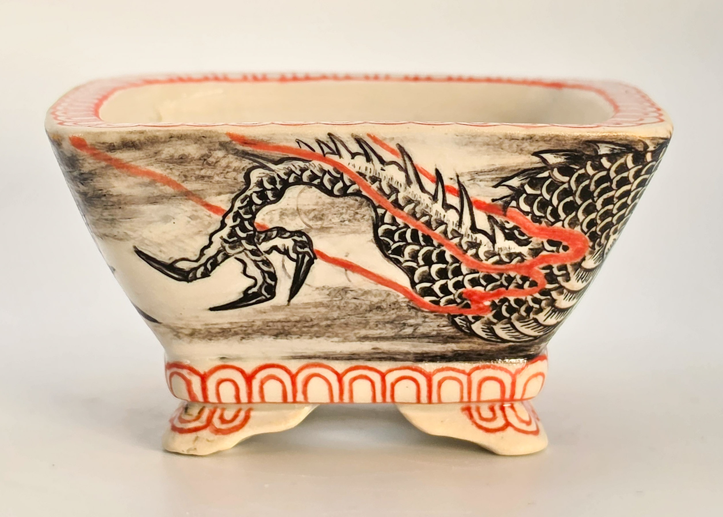 Bonsaischale Syunsetu Japan handbemalt 8,4x8,2x4,5cm