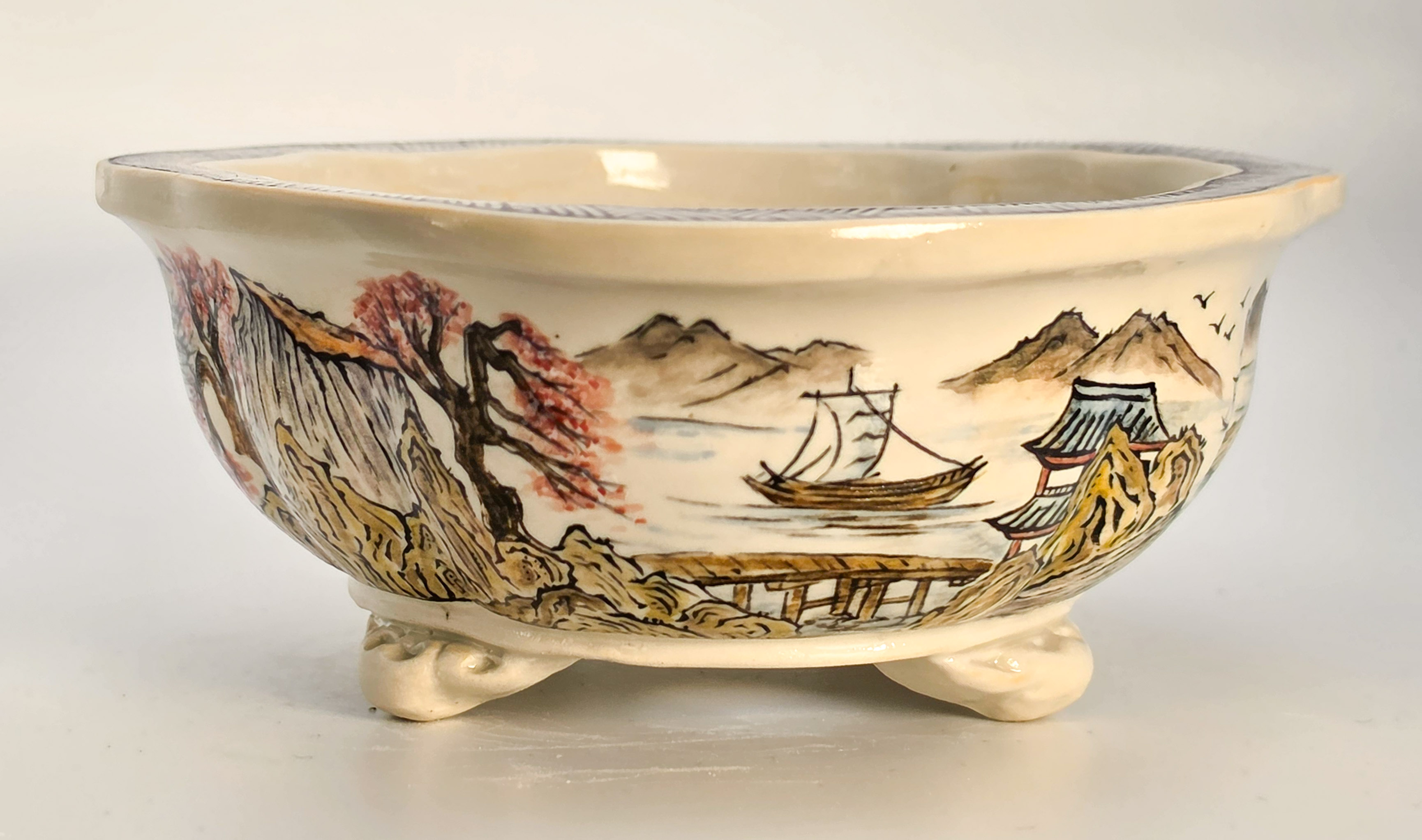 Bonsaischale Kouzan Takayama Japan handbemalt 15,5x14x5,8cm