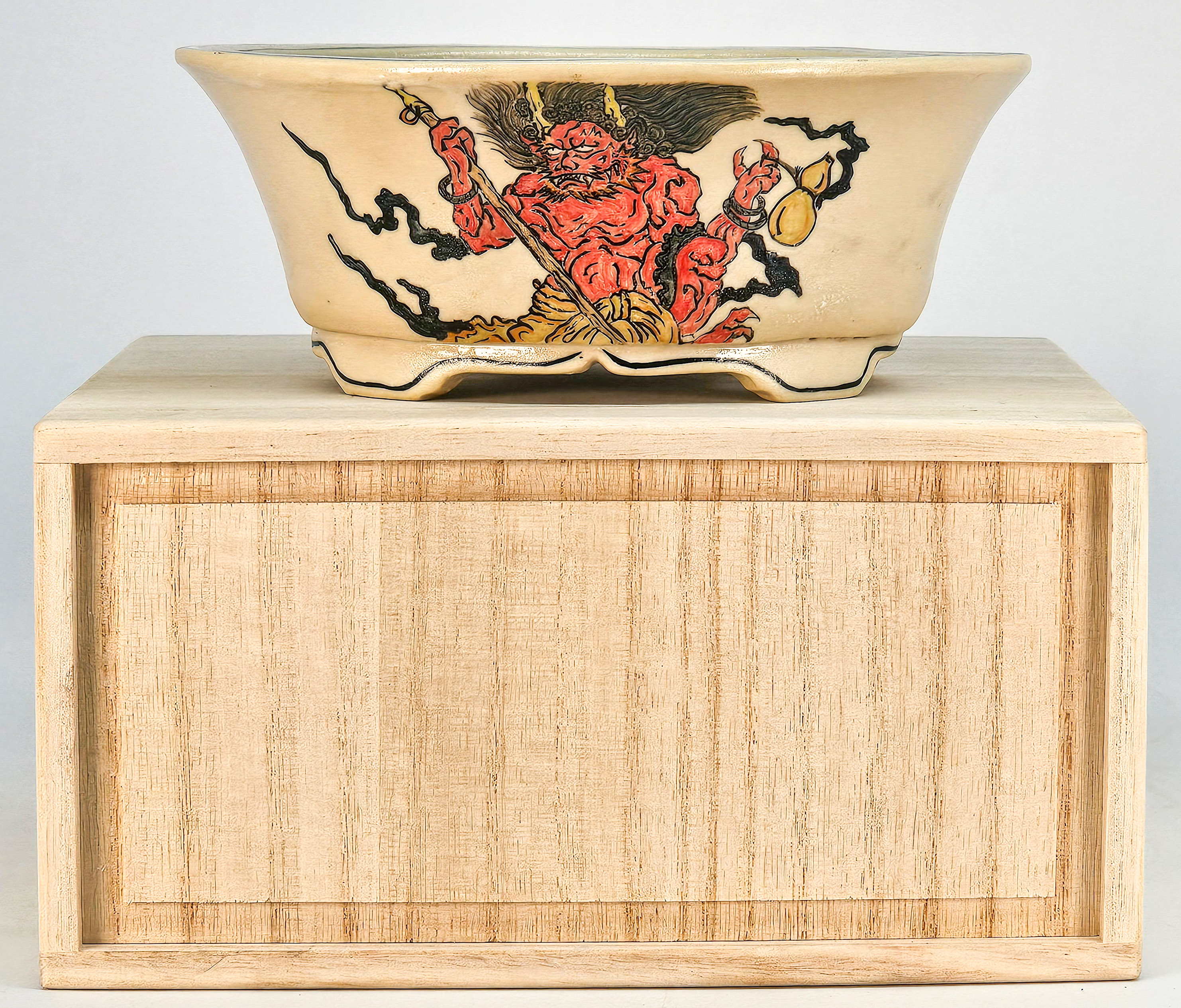 Bonsaischale Japan Kouzan Takayama handbemalt 15x13,5x6cm 
