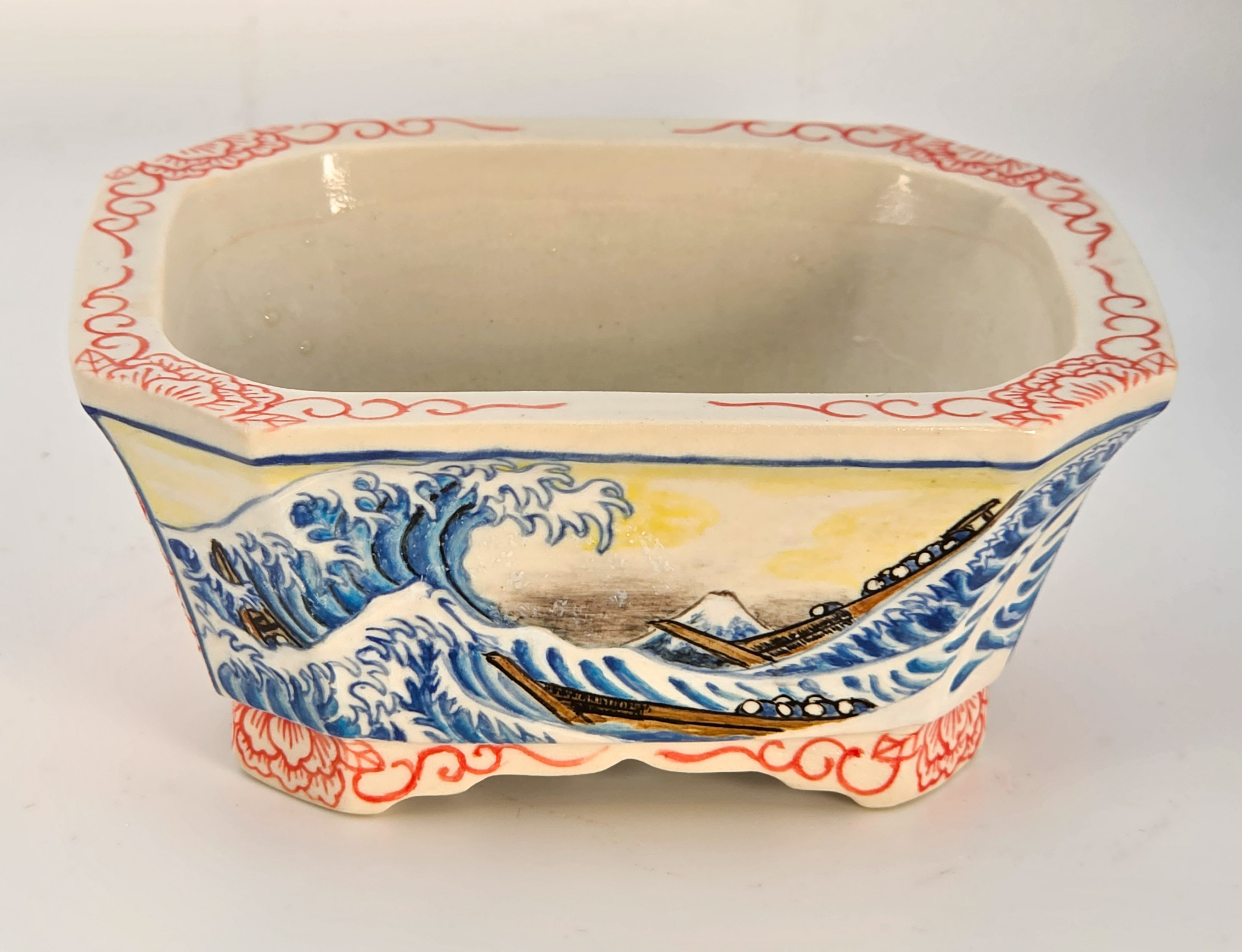 Bonsaischale Syunsetu Japan handbemalt 11,5x9,5x5cm