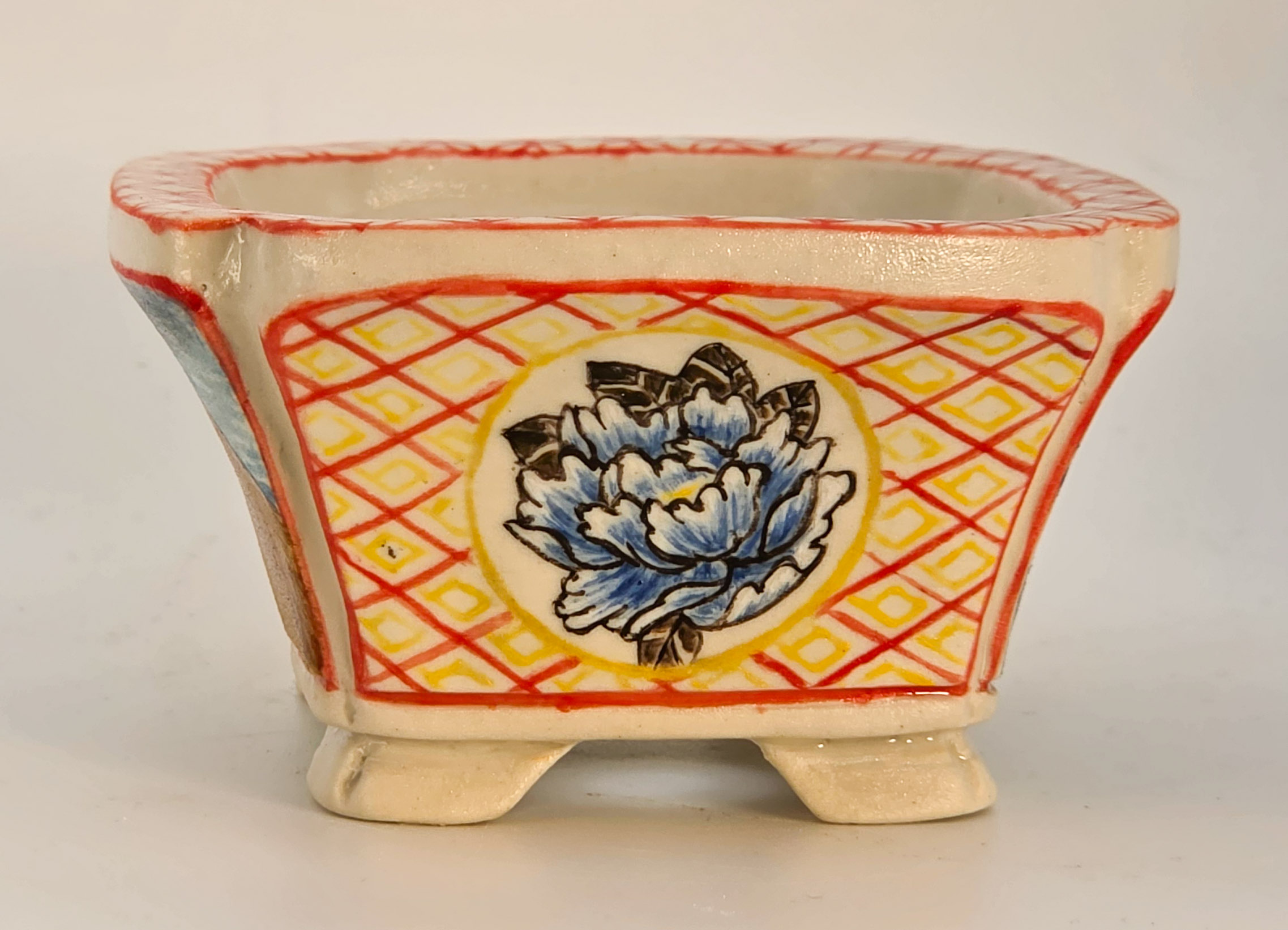 Bonsaischale Syunsetu Japan handbemalt 9x7,5x4cm