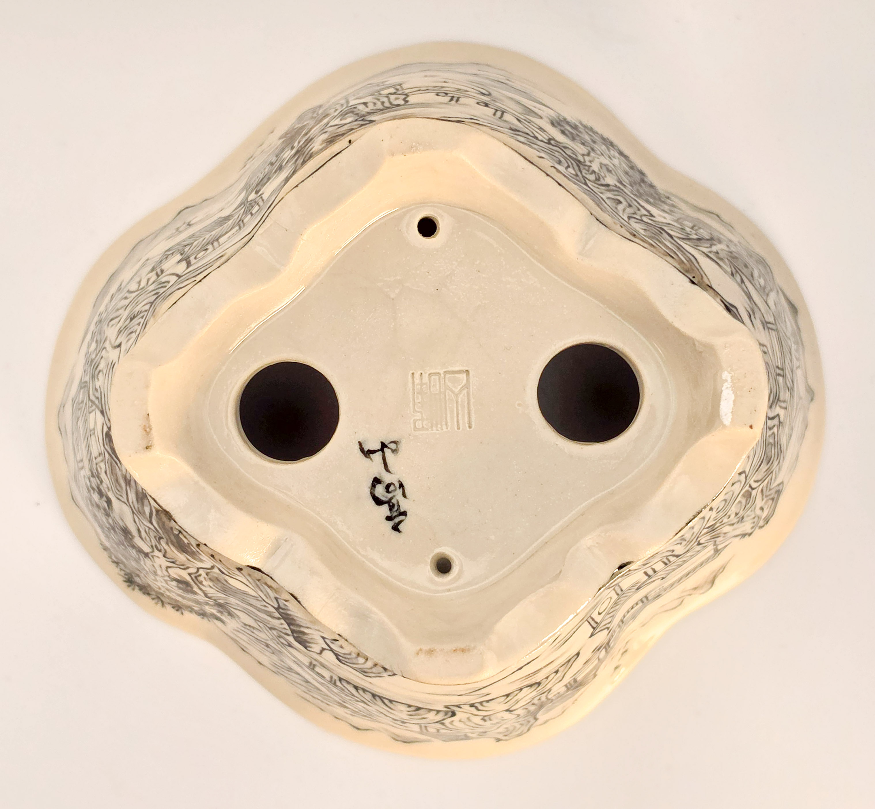 Bonsaischale Kouzan Takayama Japan handbemalt 14x13x6,2cm