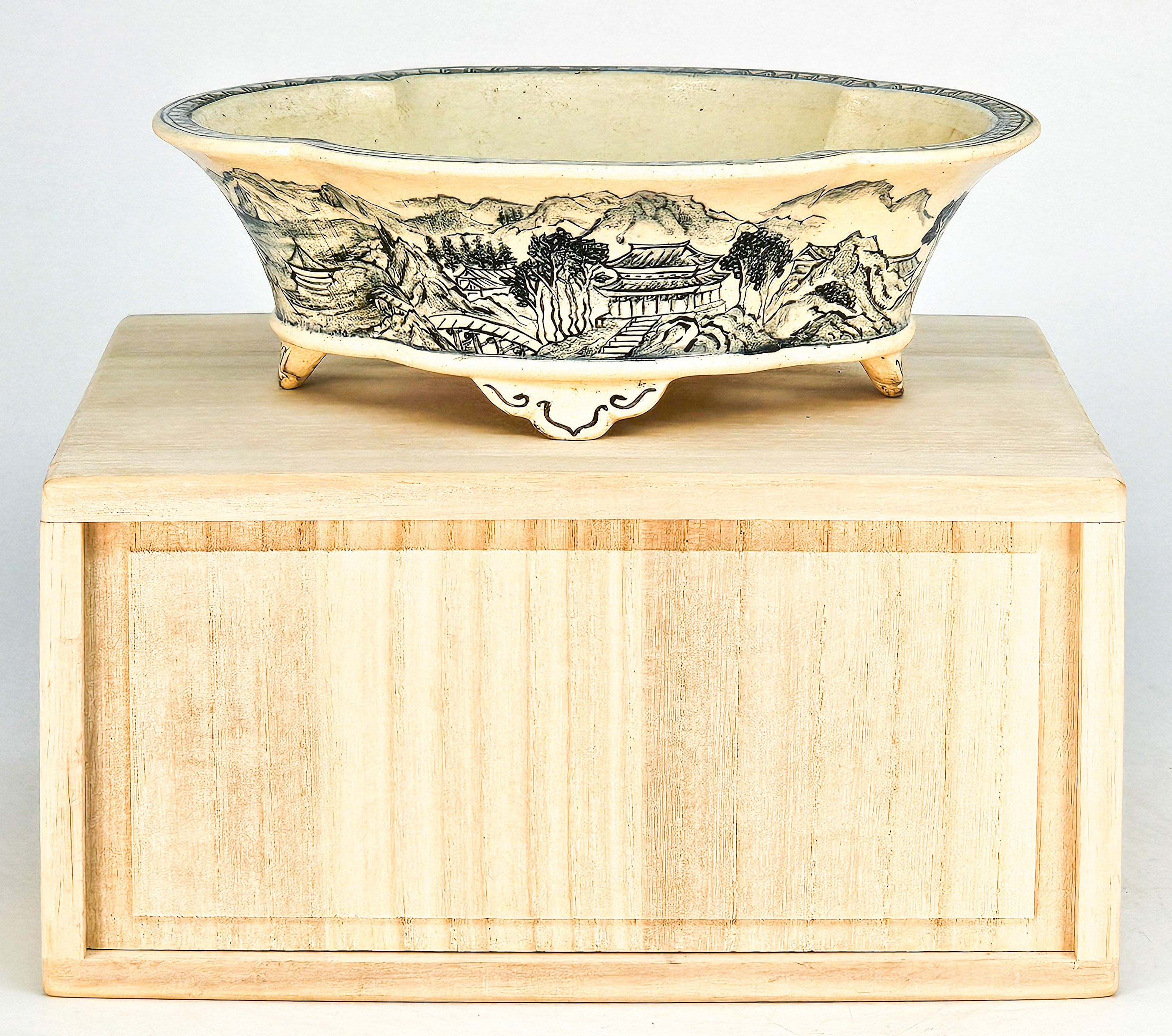 Bonsaischale Japan Kouzan Takayama handbemalt 18x16x5,5cm
