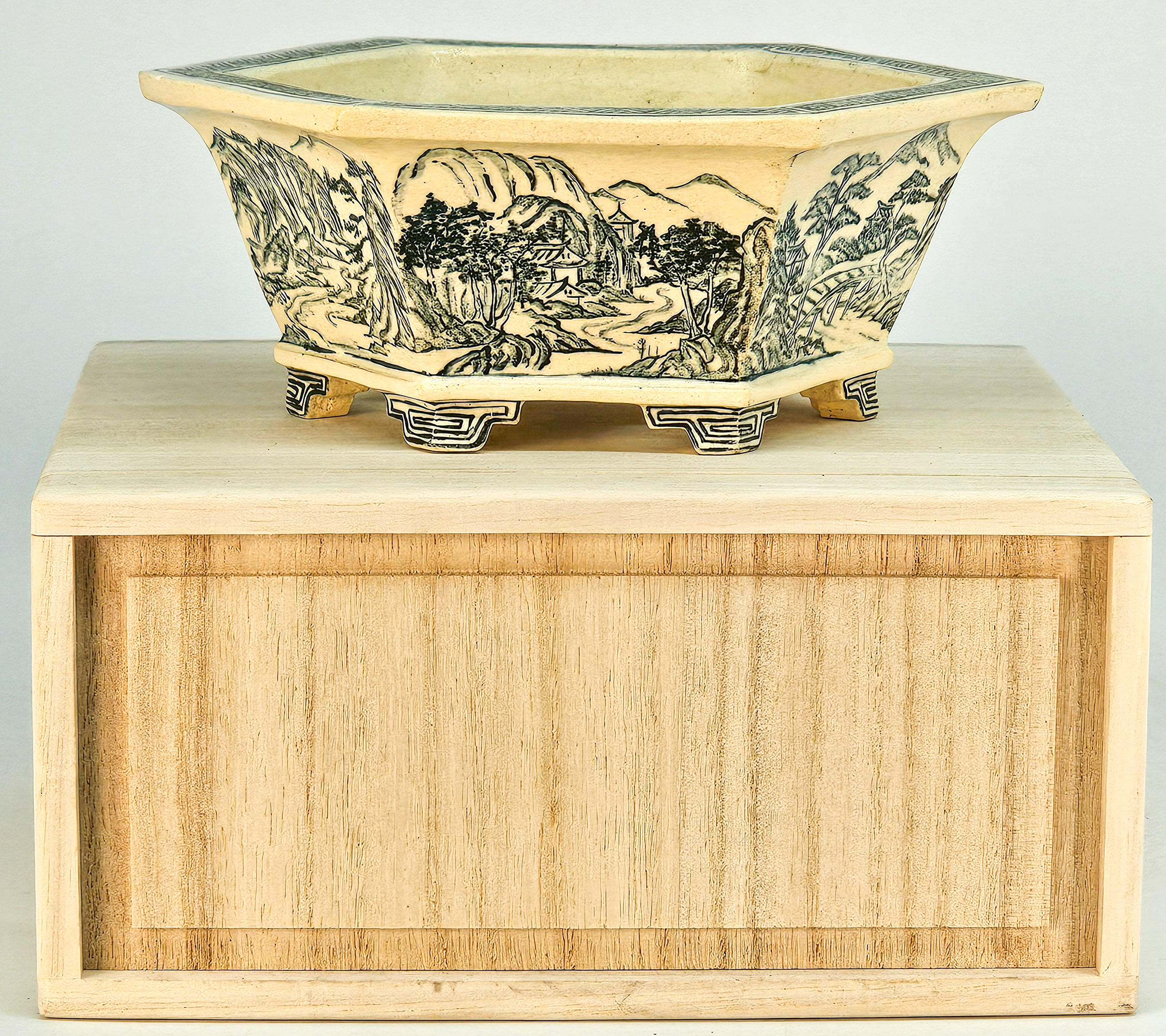 Bonsaischale Japan Kouzan Takayama handbemalt 15x13x6cm