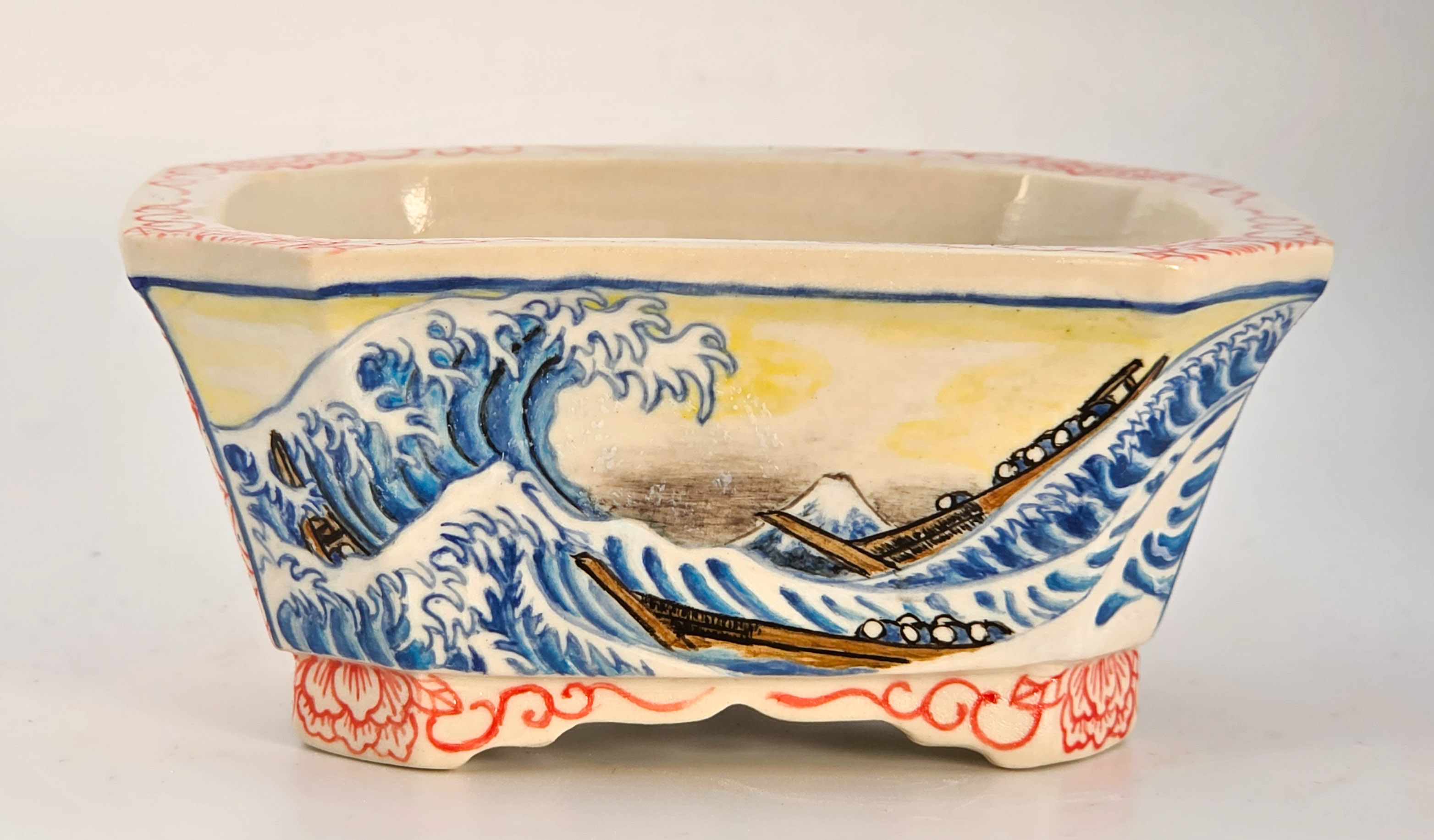 Bonsaischale Syunsetu Japan handbemalt 11,5x9,5x5cm