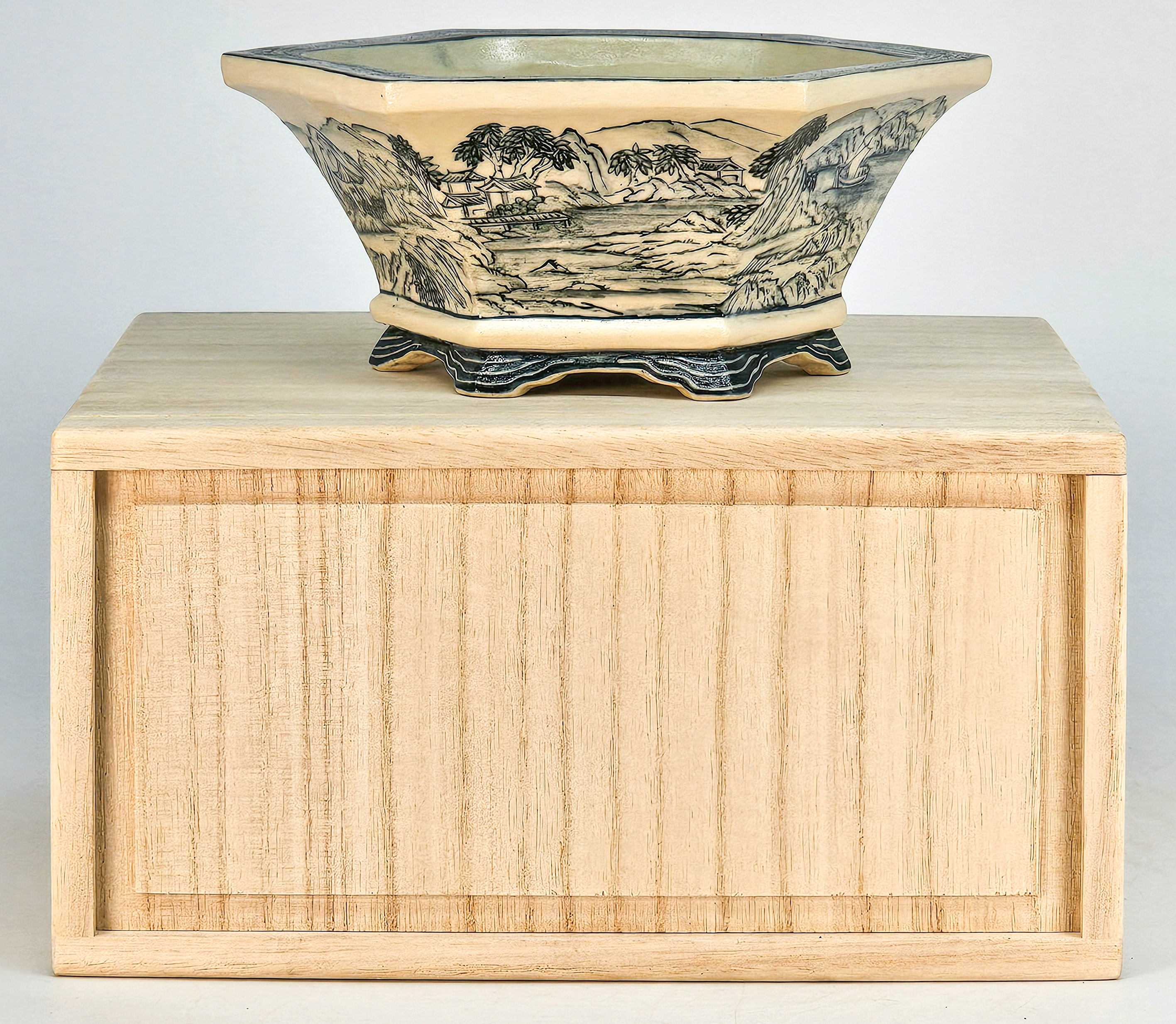 Bonsaischale Japan KouzanTakayama handbemalt 16x14x7cm