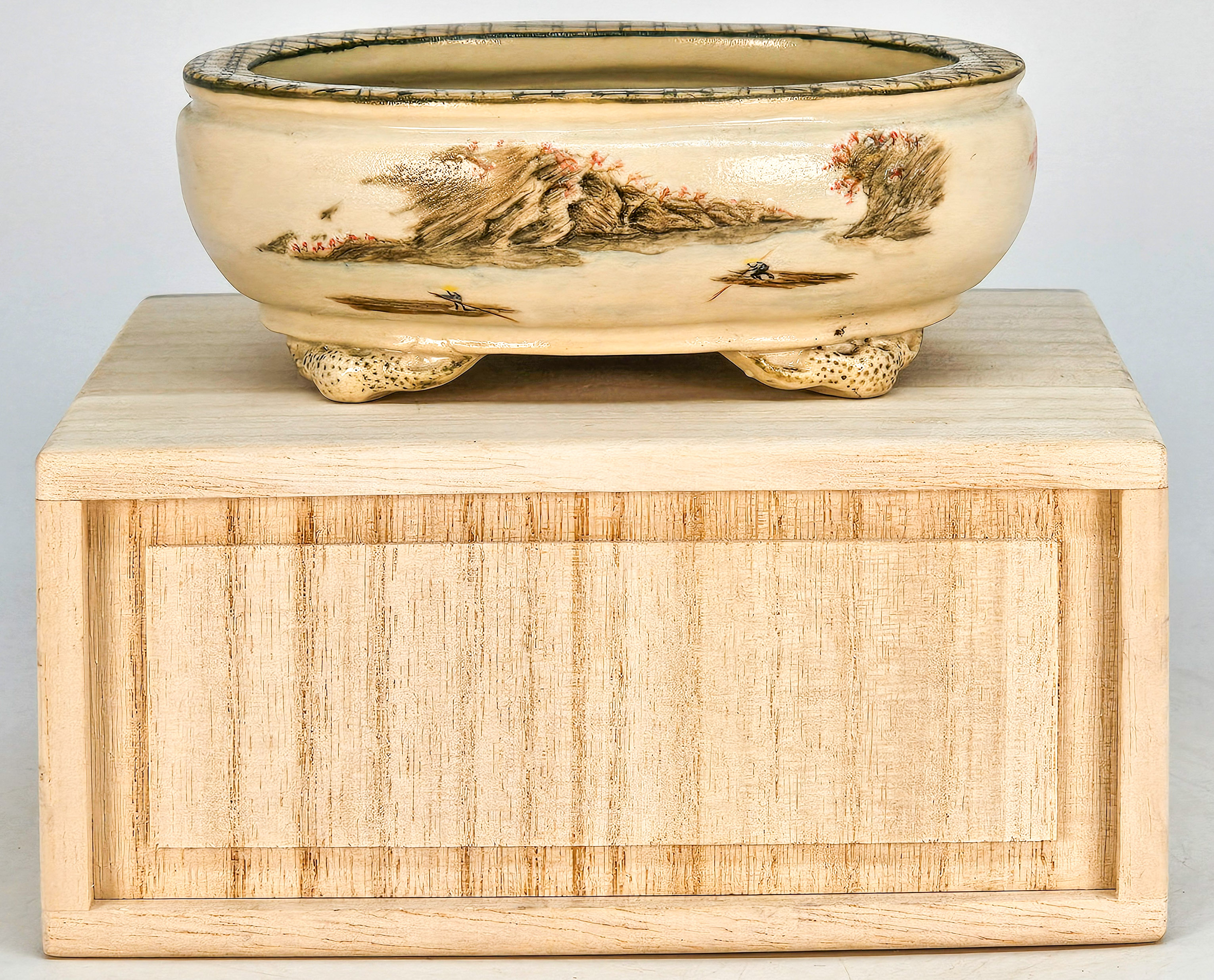 Bonsaischale Japan Syunsetu handbemalt 12x10x4,5cm