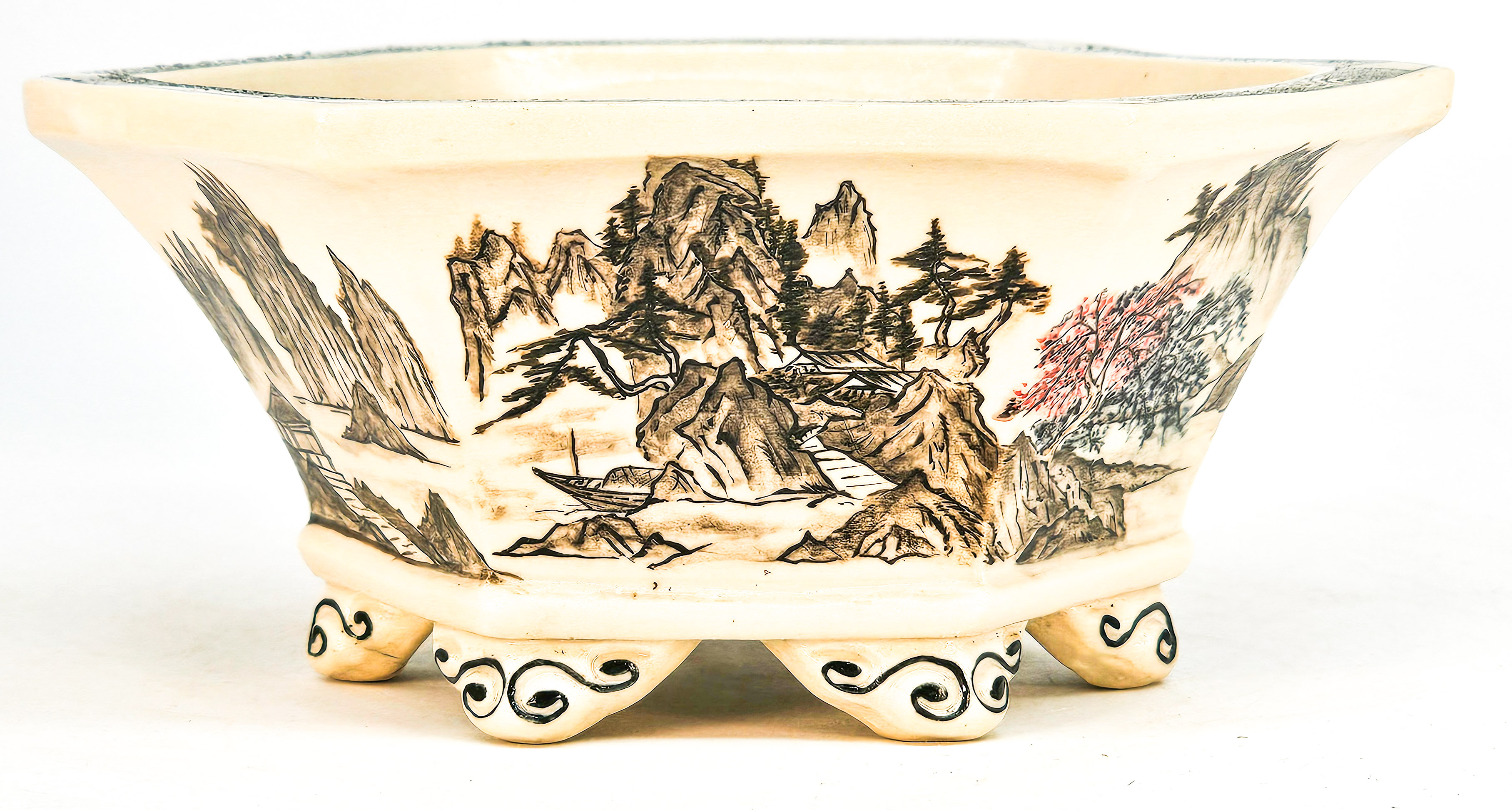 Bonsaischale Japan KouzanTakayama handbemalt 16x14x6,5cm