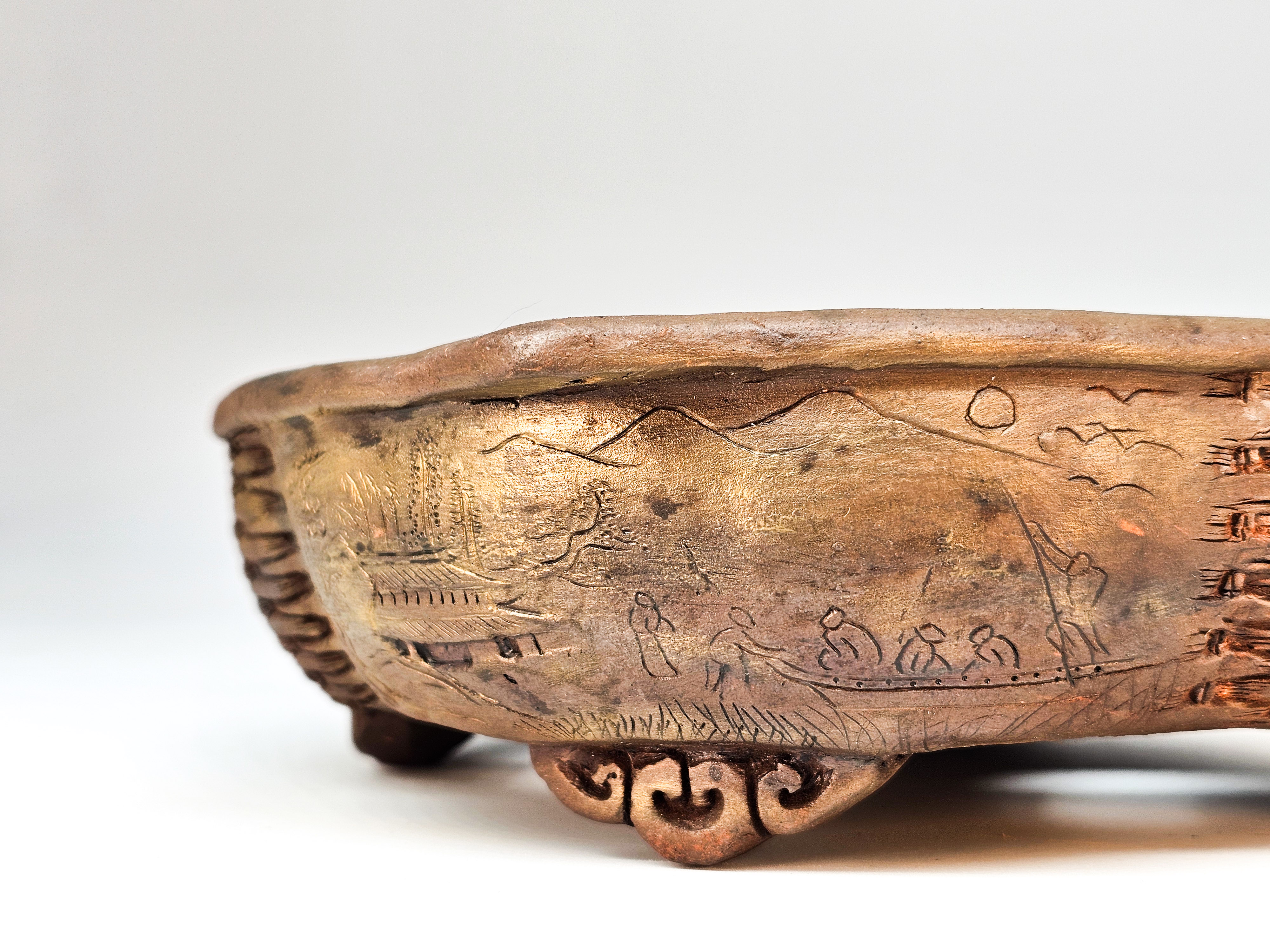 Bonsaischale Tani Ranzan Drachenschale Japan 19,5x16,5x5,5cm 