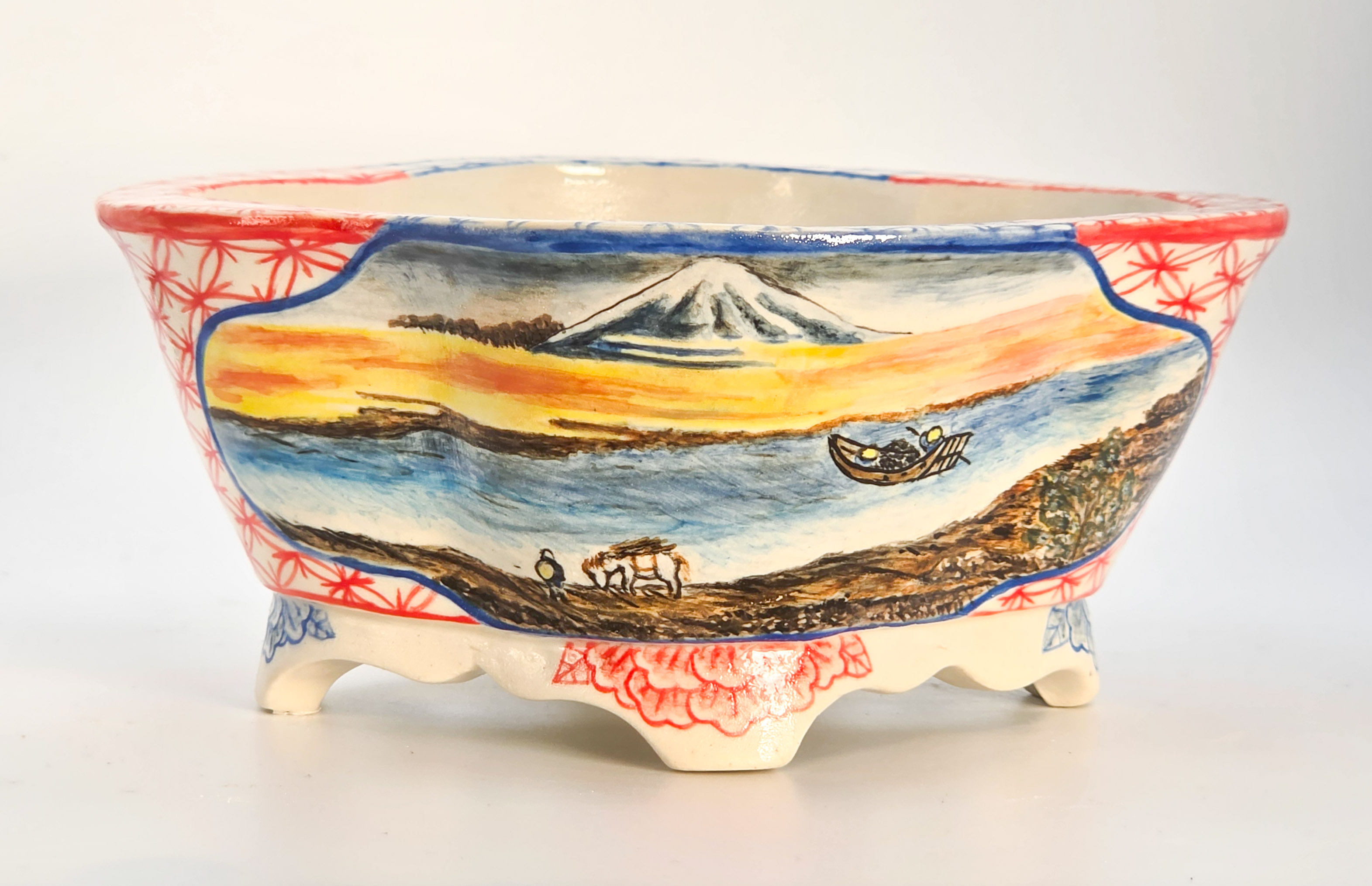 Bonsaischale Syunsetu Japan handbemalt 14,2x12,8x6cm