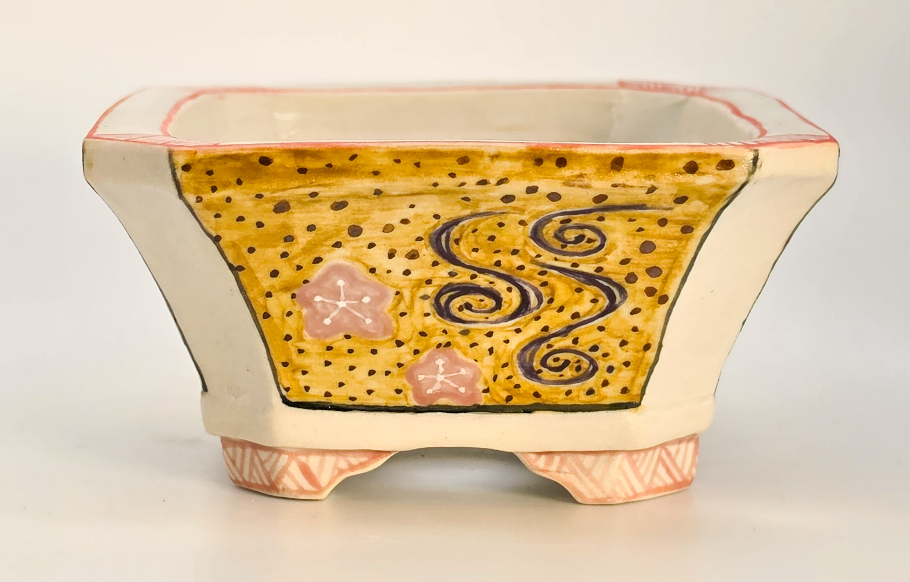 Bonsaischale Kouzan Takayama Japan handbemalt 11,5x9,5x4,5cm
