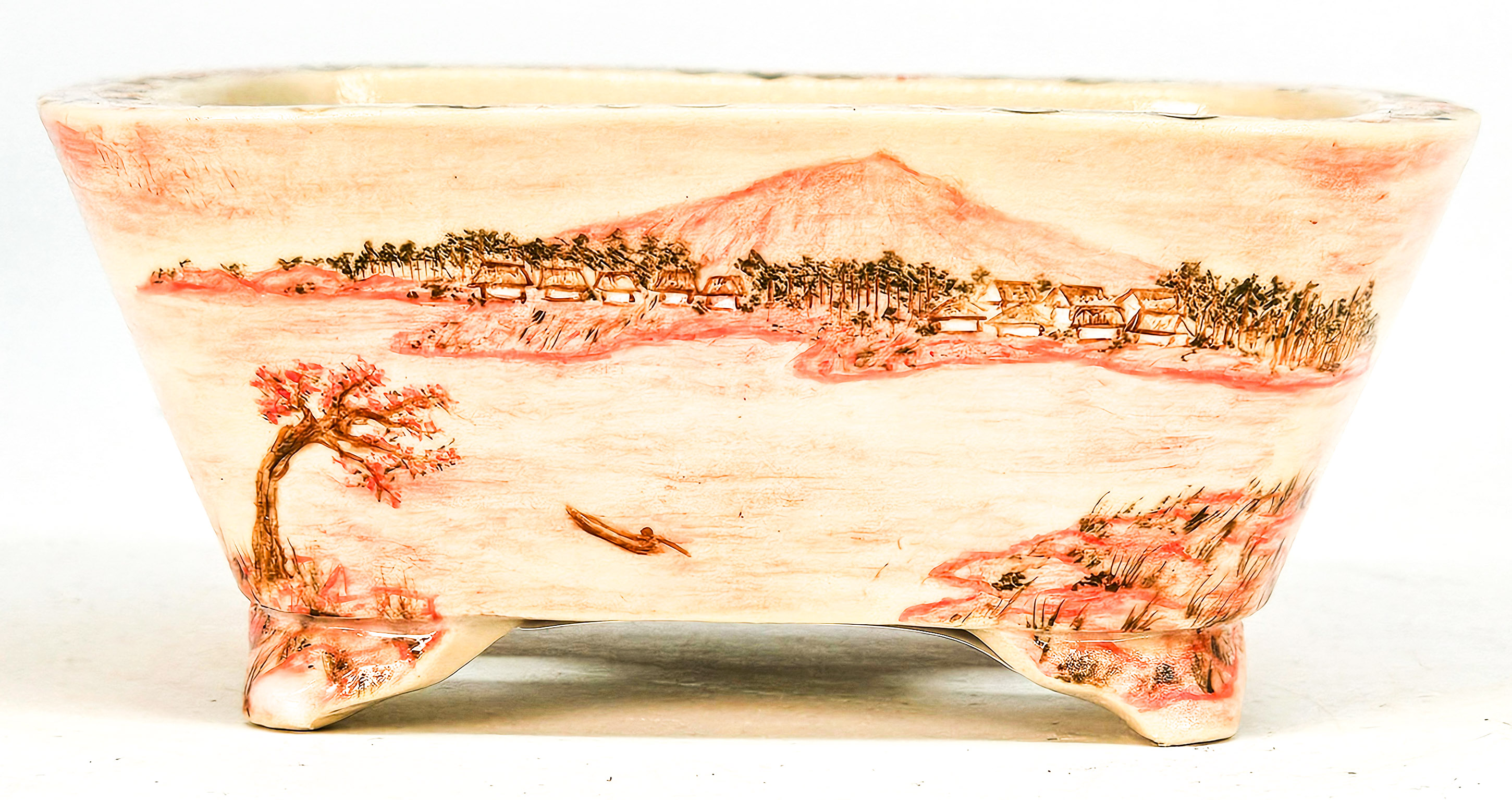 Bonsaischale Japan Syunsetu handbemalt 11x9,5x4,5cm