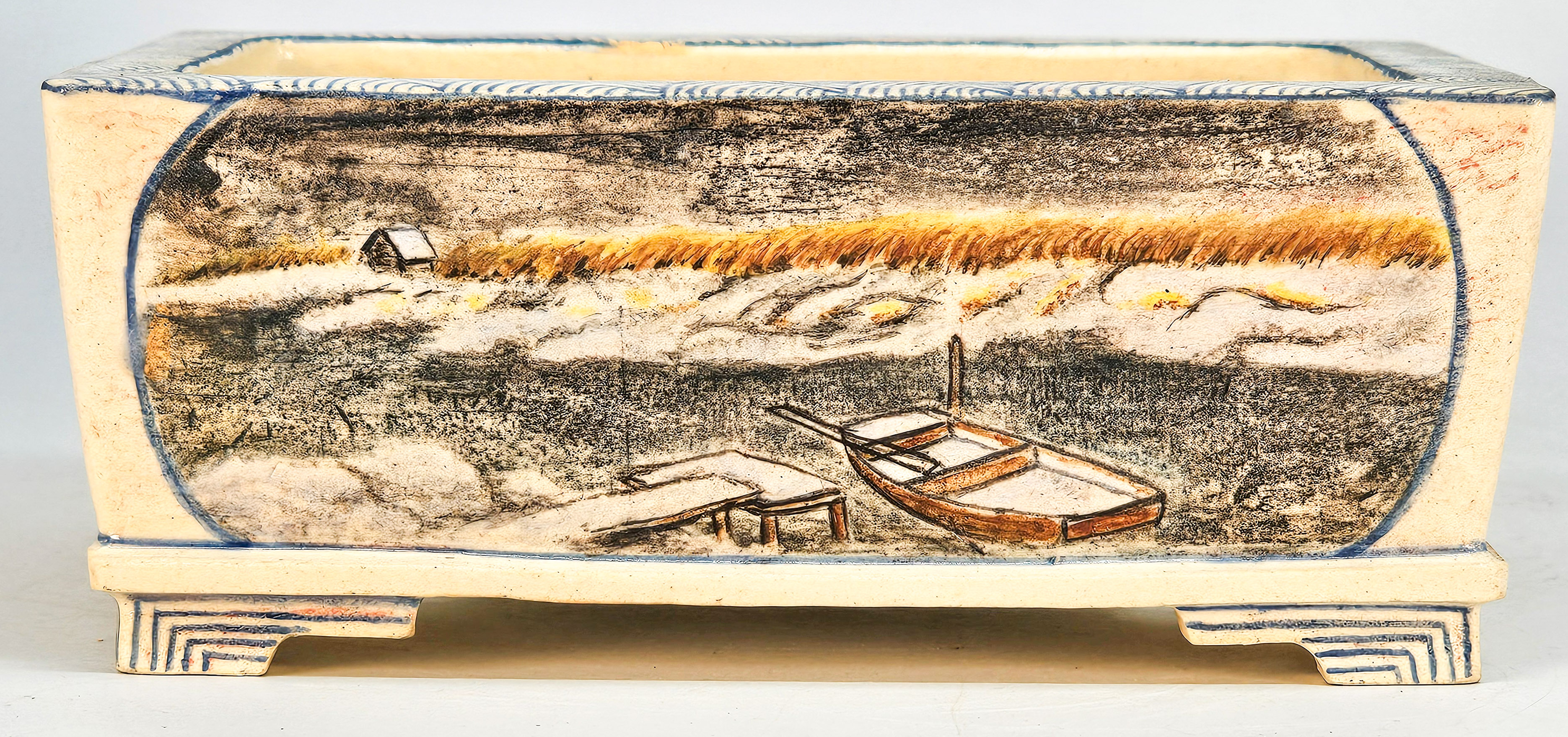 Bonsaischale Japan Syunsetu handbemalt 14,5x12,5x5,5cm