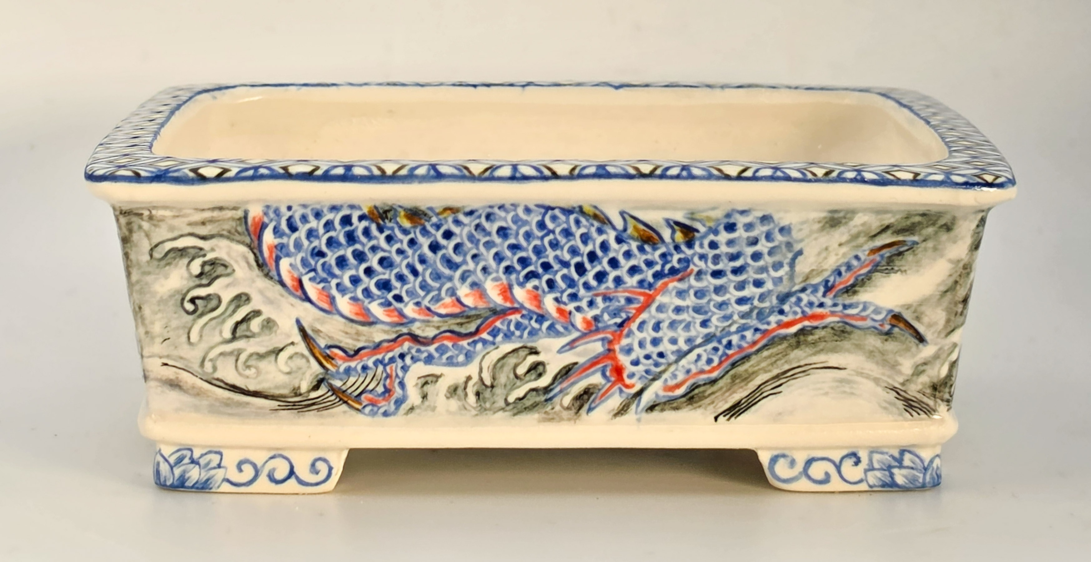 Bonsaischale Syunsetu Japan handbemalt 12,7x9,8x4,5cm